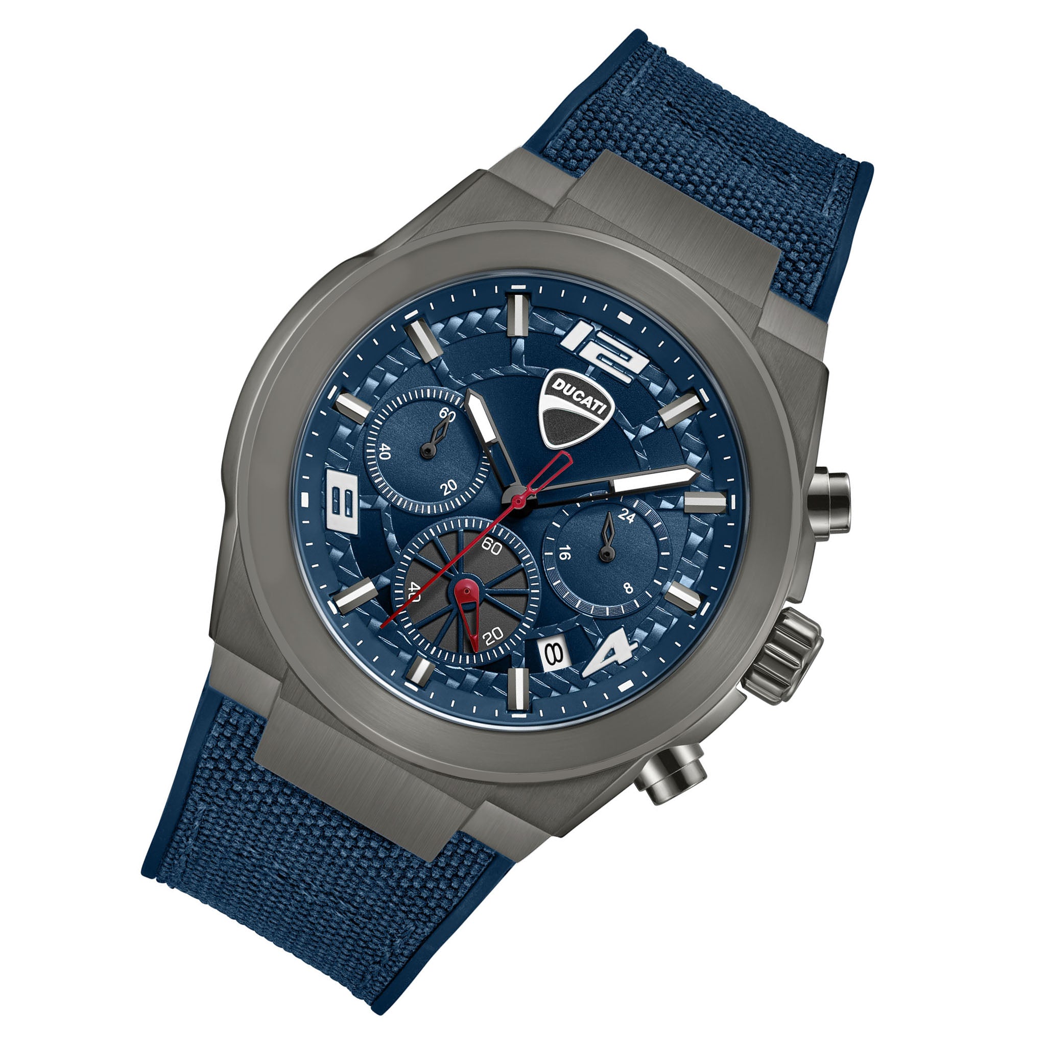 Ducati Silicone Nylon Blue Dial Chronograph Men's Watch - DTWGC0002002