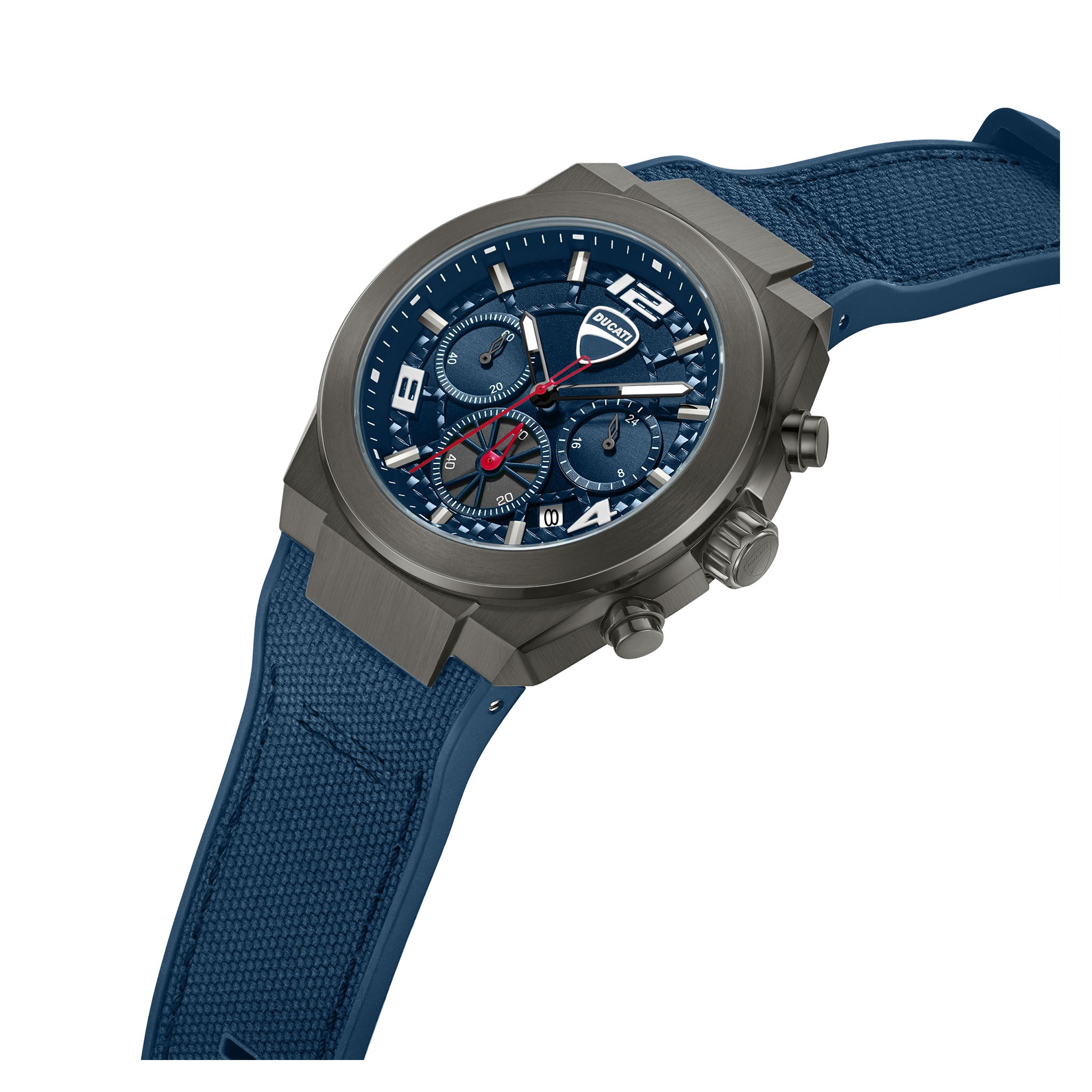 Ducati Silicone Nylon Blue Dial Chronograph Men's Watch - DTWGC0002002