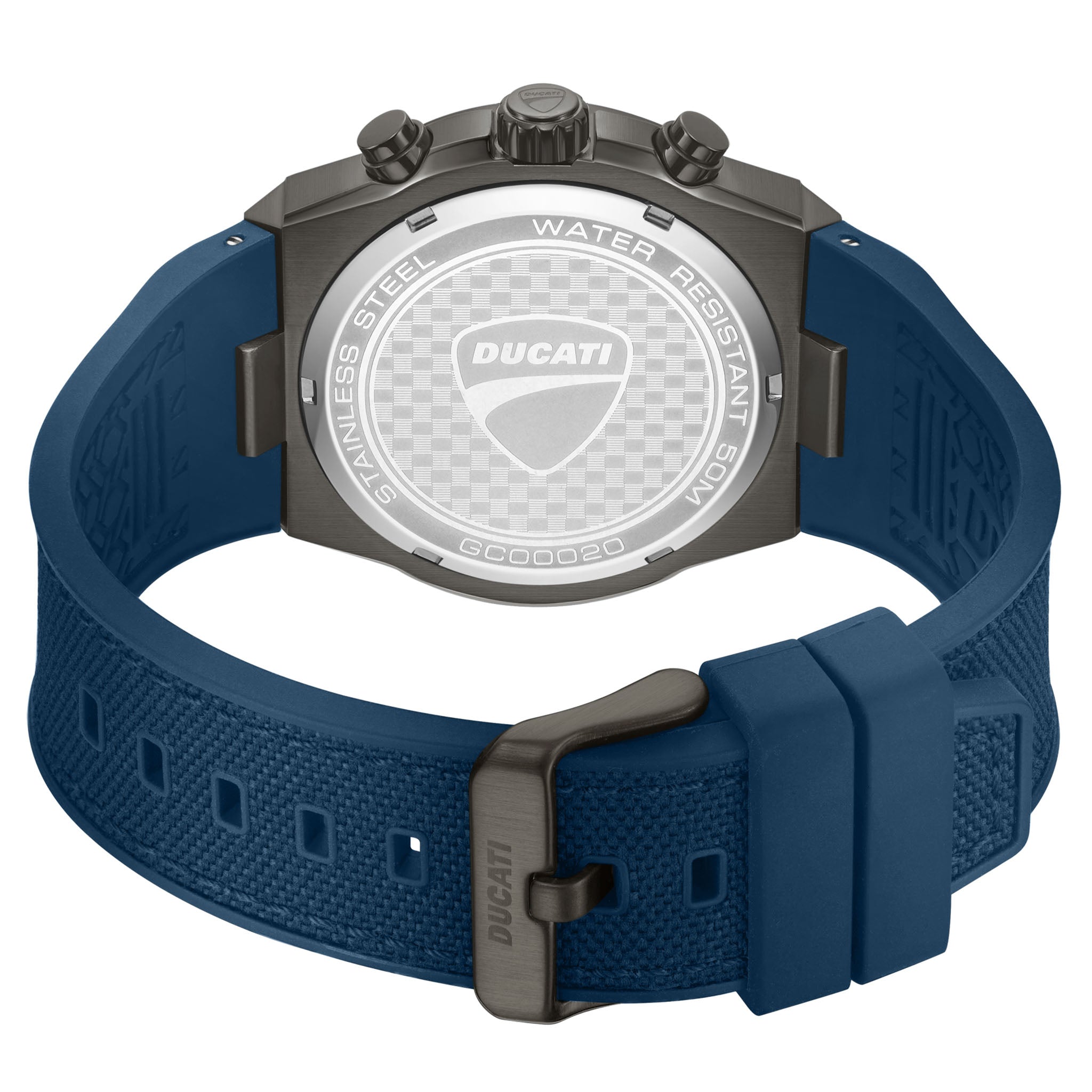 Ducati Silicone Nylon Blue Dial Chronograph Men's Watch - DTWGC0002002
