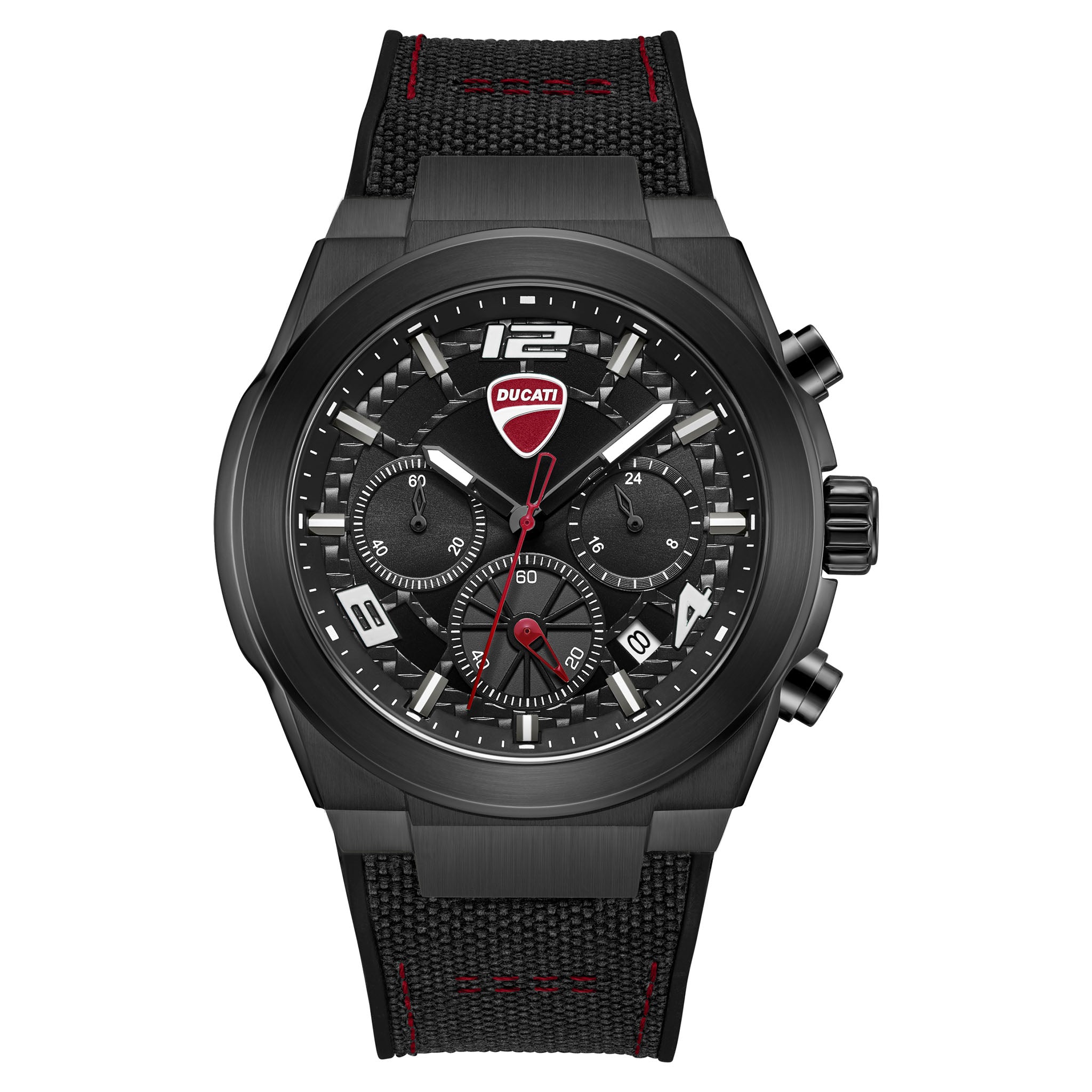 Ducati Silicone Nylon Black Dial Chronograph Men's Watch - DTWGC0002003