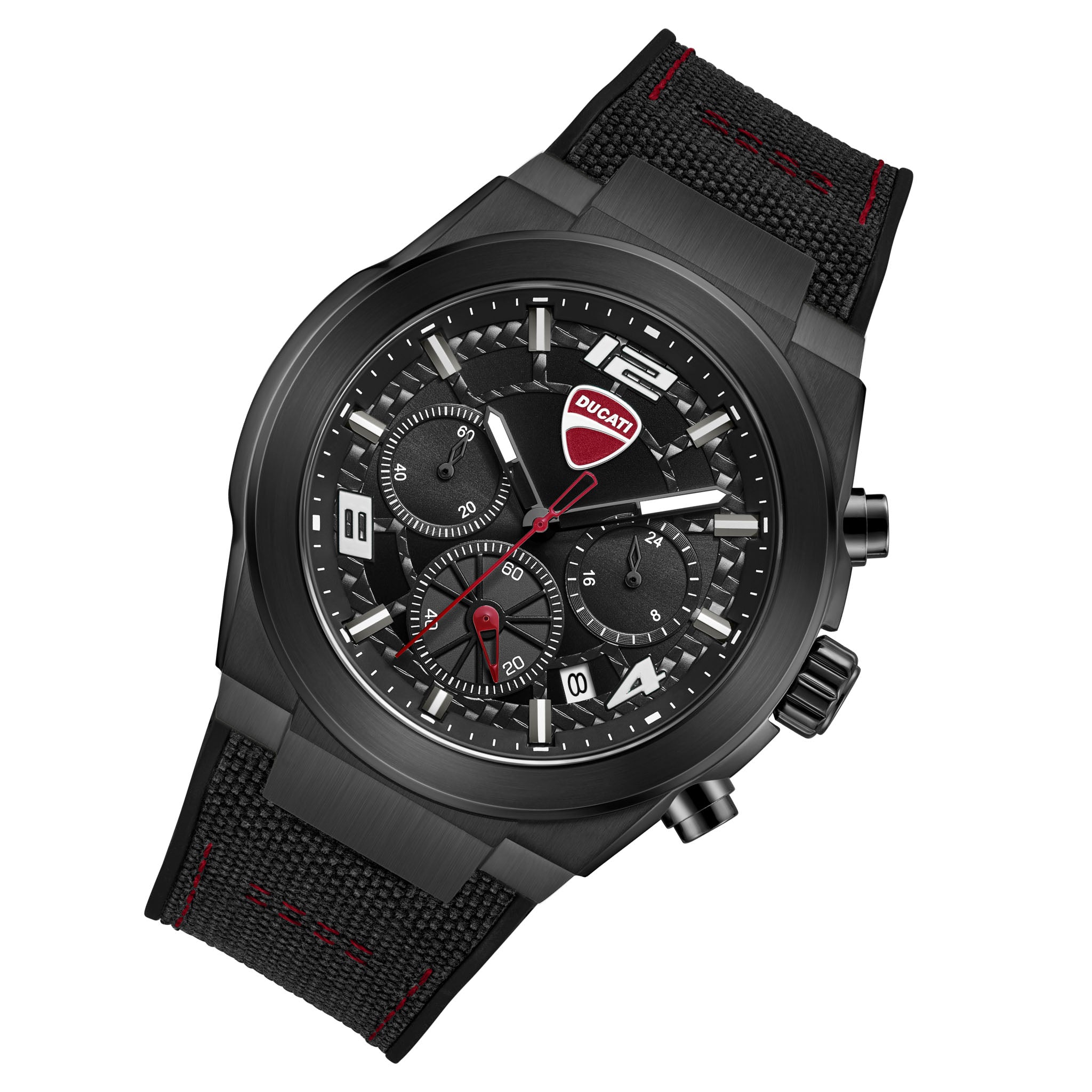 Ducati Silicone Nylon Black Dial Chronograph Men's Watch - DTWGC0002003