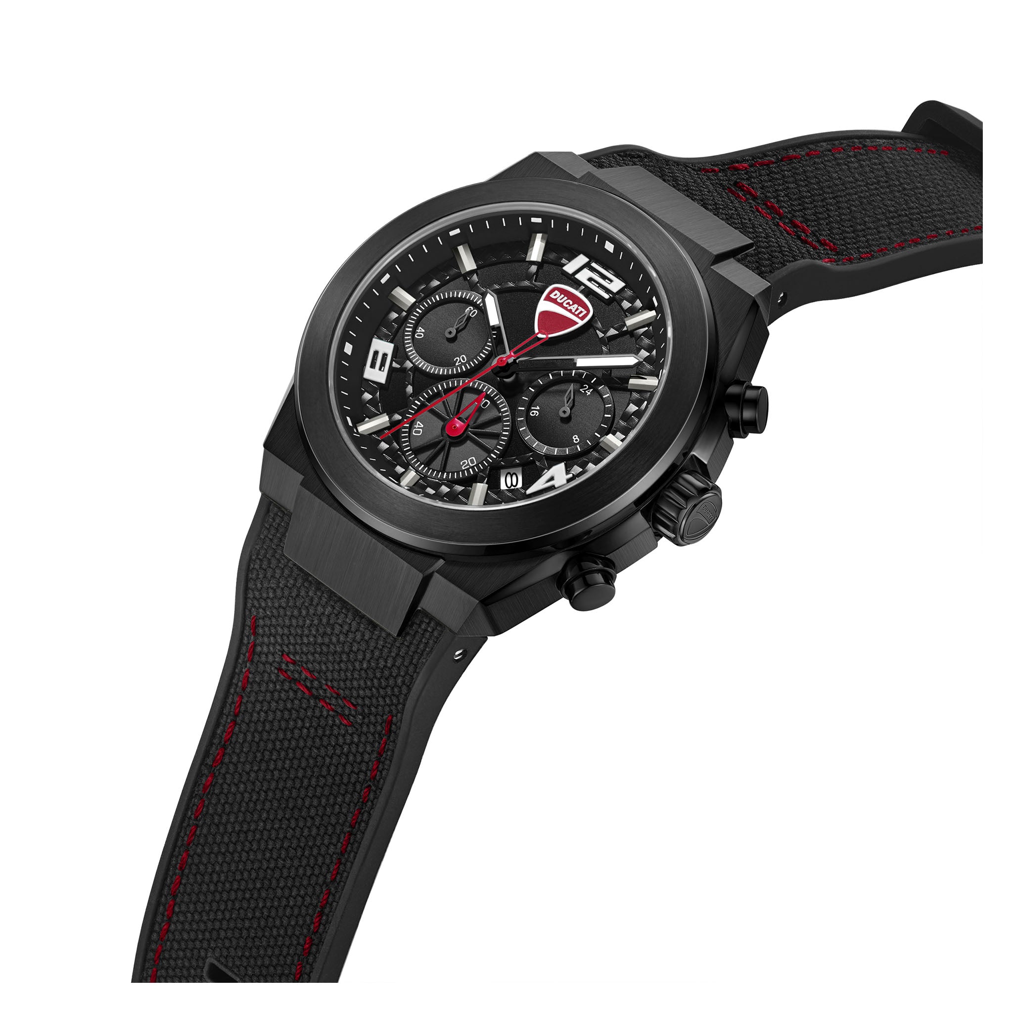 Ducati Silicone Nylon Black Dial Chronograph Men's Watch - DTWGC0002003