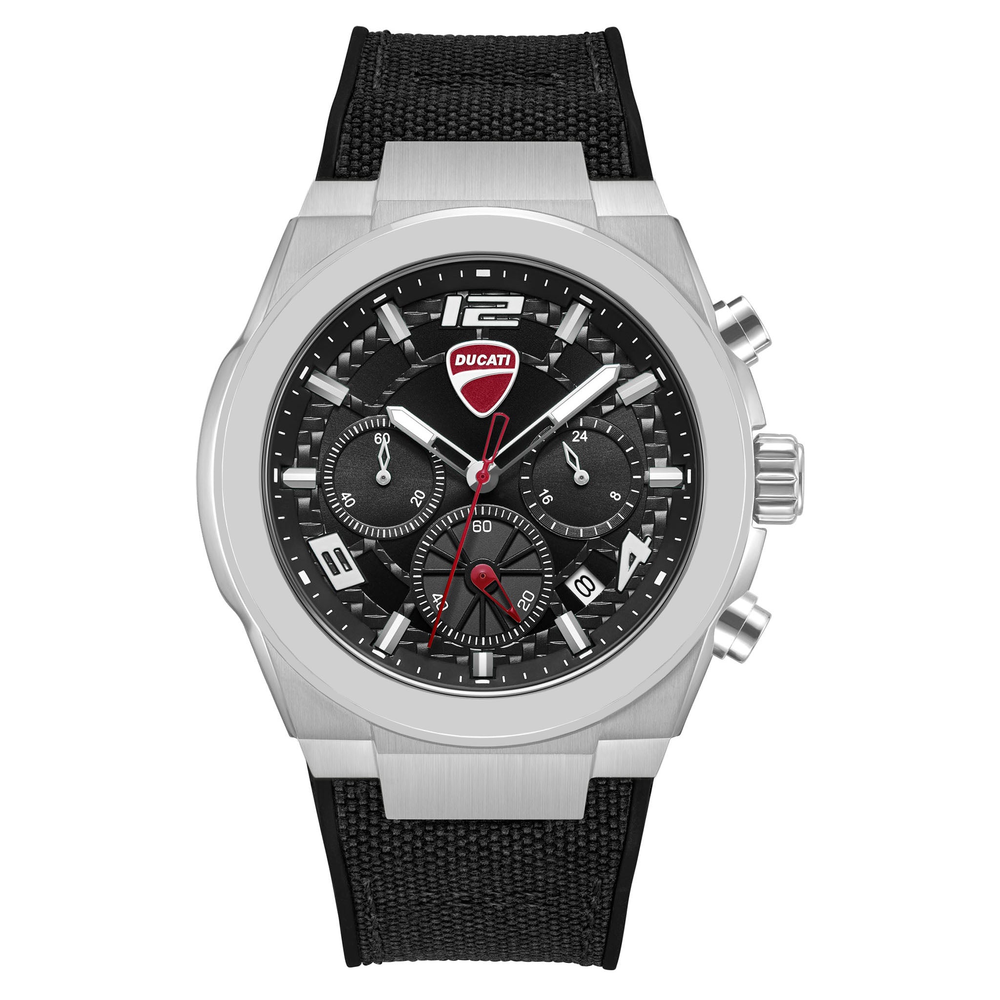 Ducati Silicone Nylon Black Dial Chronograph Men's Watch - DTWGC0002004