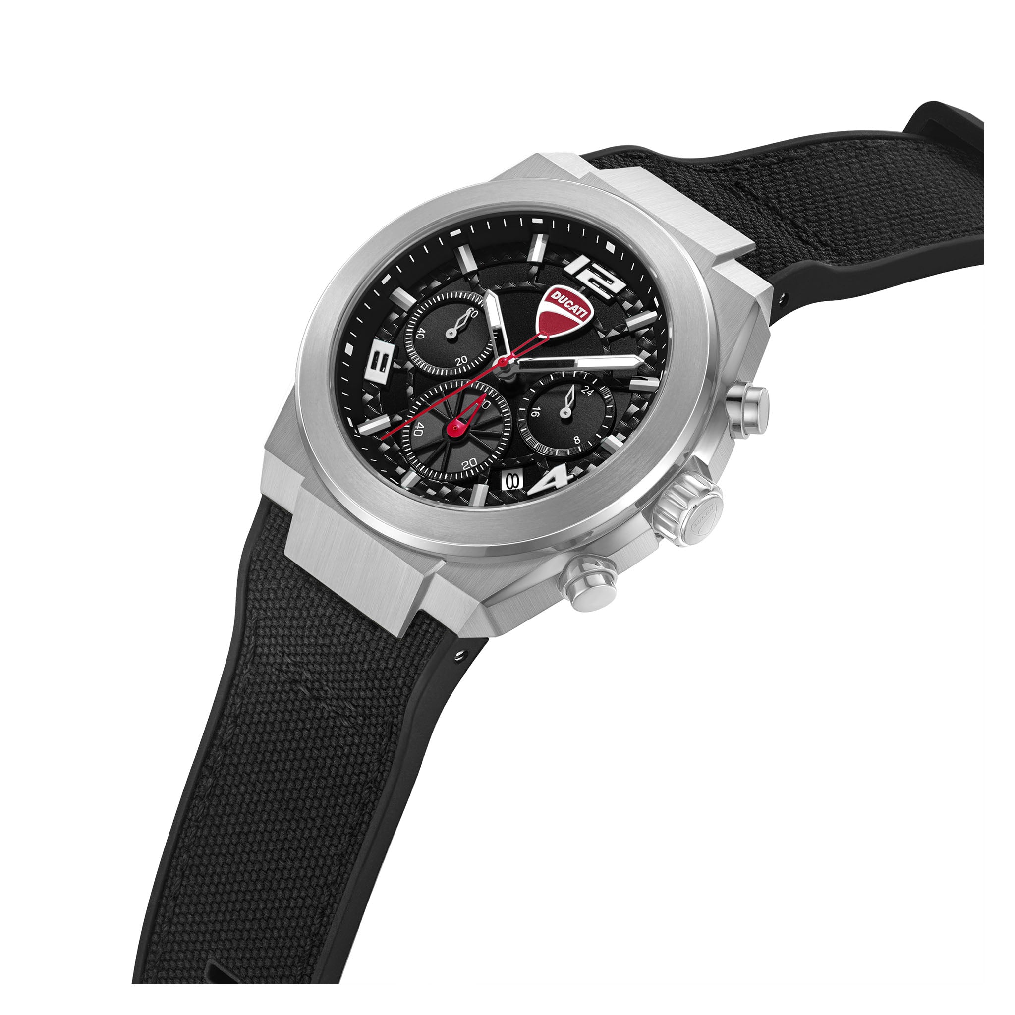 Ducati Silicone Nylon Black Dial Chronograph Men's Watch - DTWGC0002004
