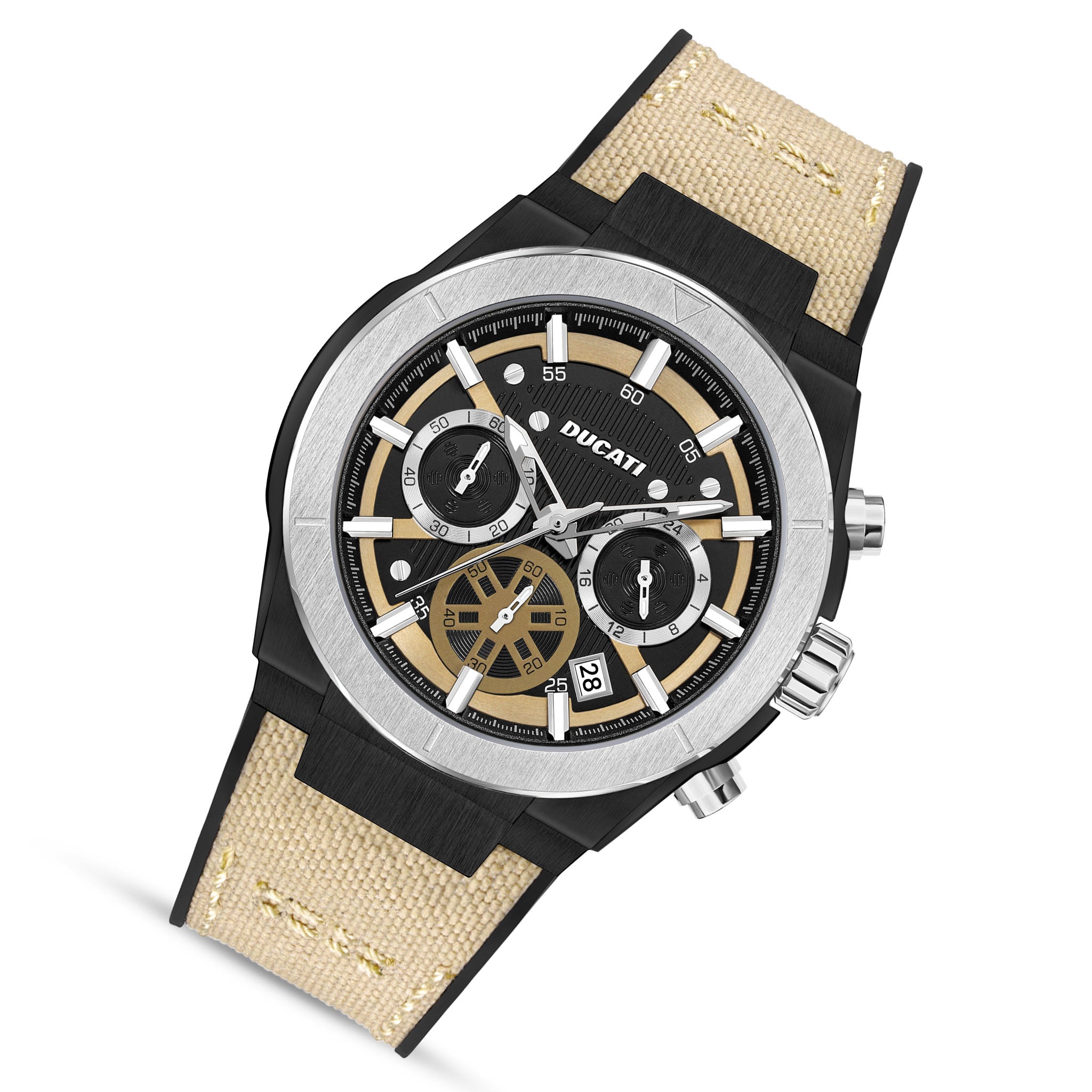 Ducati Beige Silicone Nylon Multi-Colour Dial Chronograph Men's Watch - DTWGO0000904
