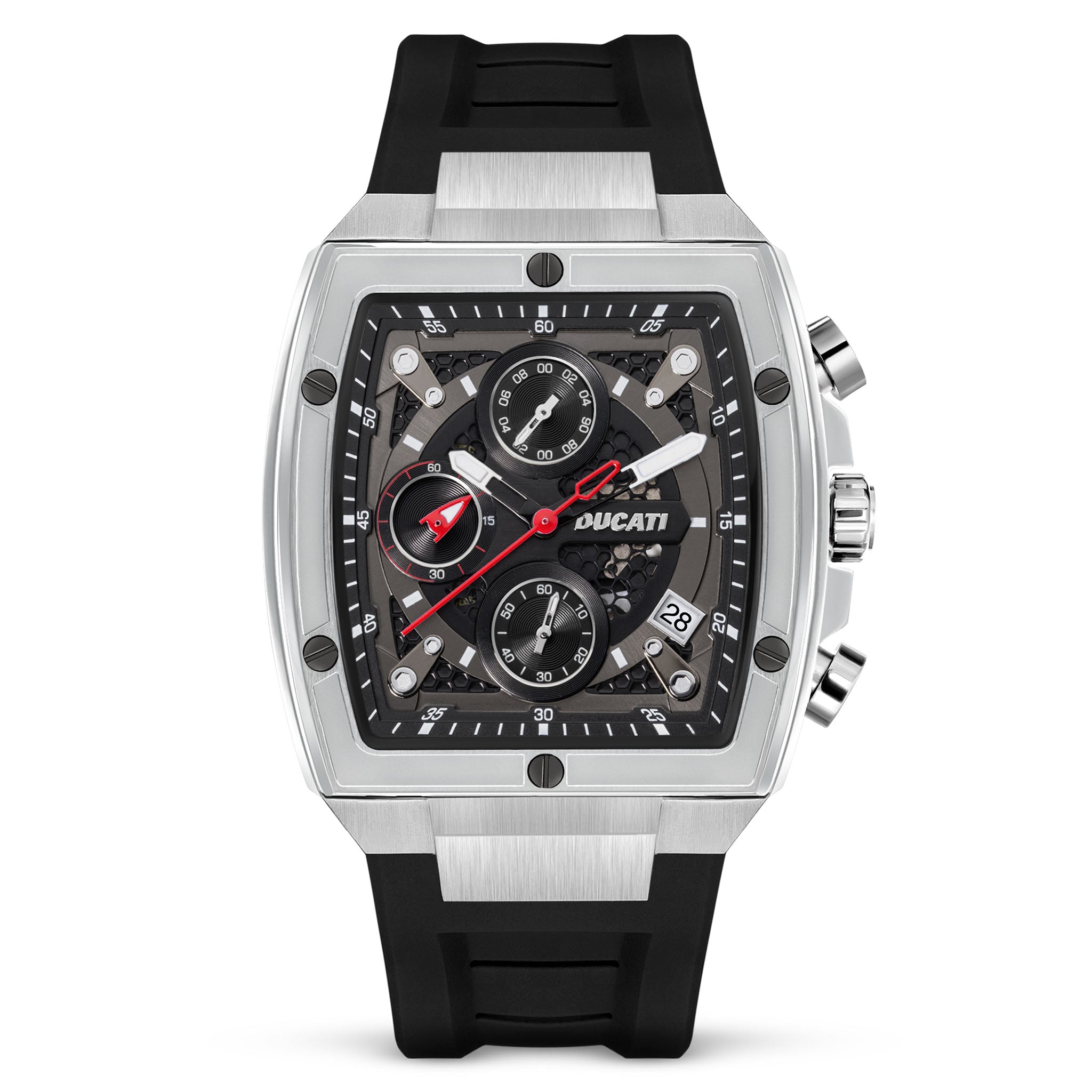 Ducati Stainless Steel Black Red Dial Silicone Men's Watch - DTWGO0001303