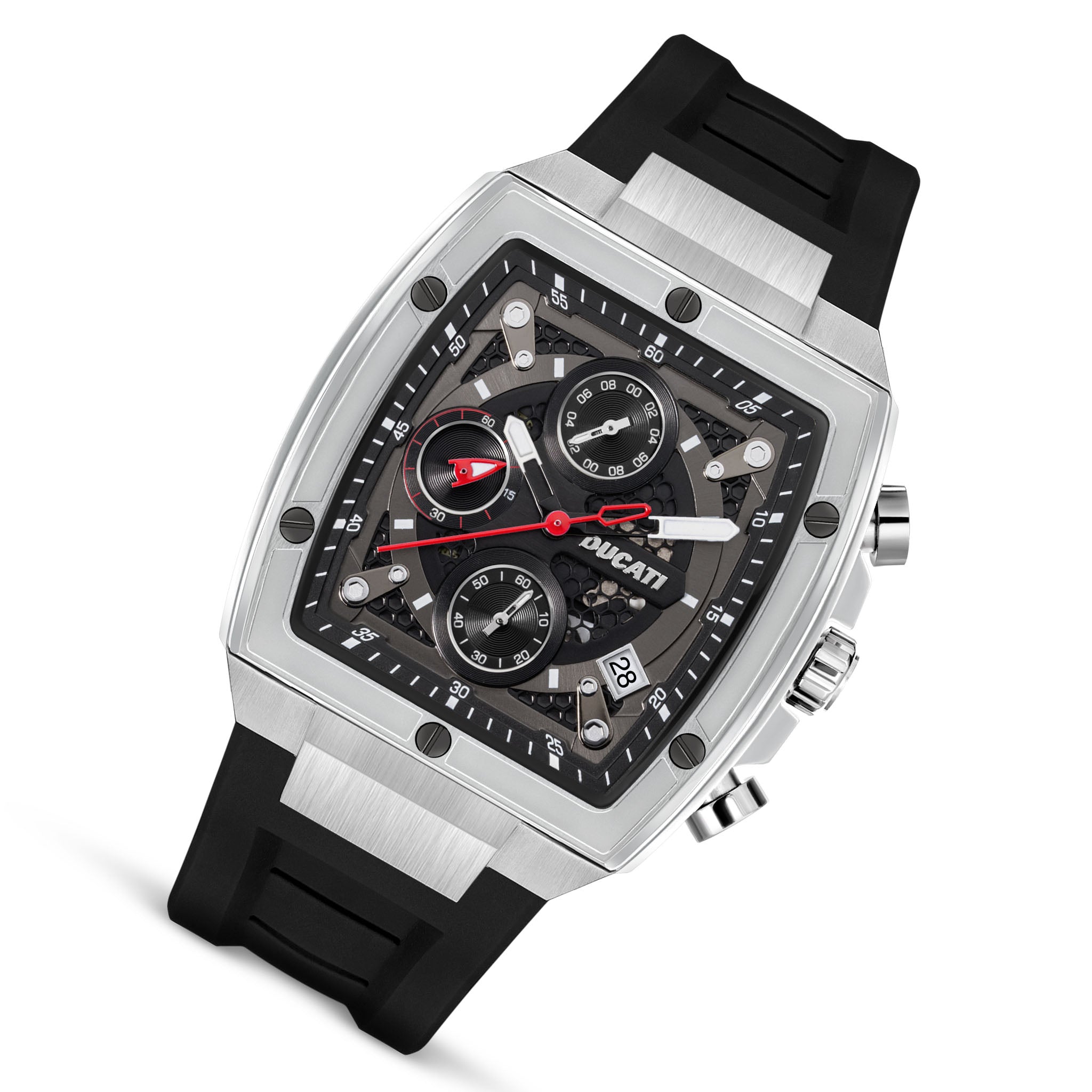 Ducati Silicone Black Red Dial Chronograph Men's Watch - DTWGO0001303