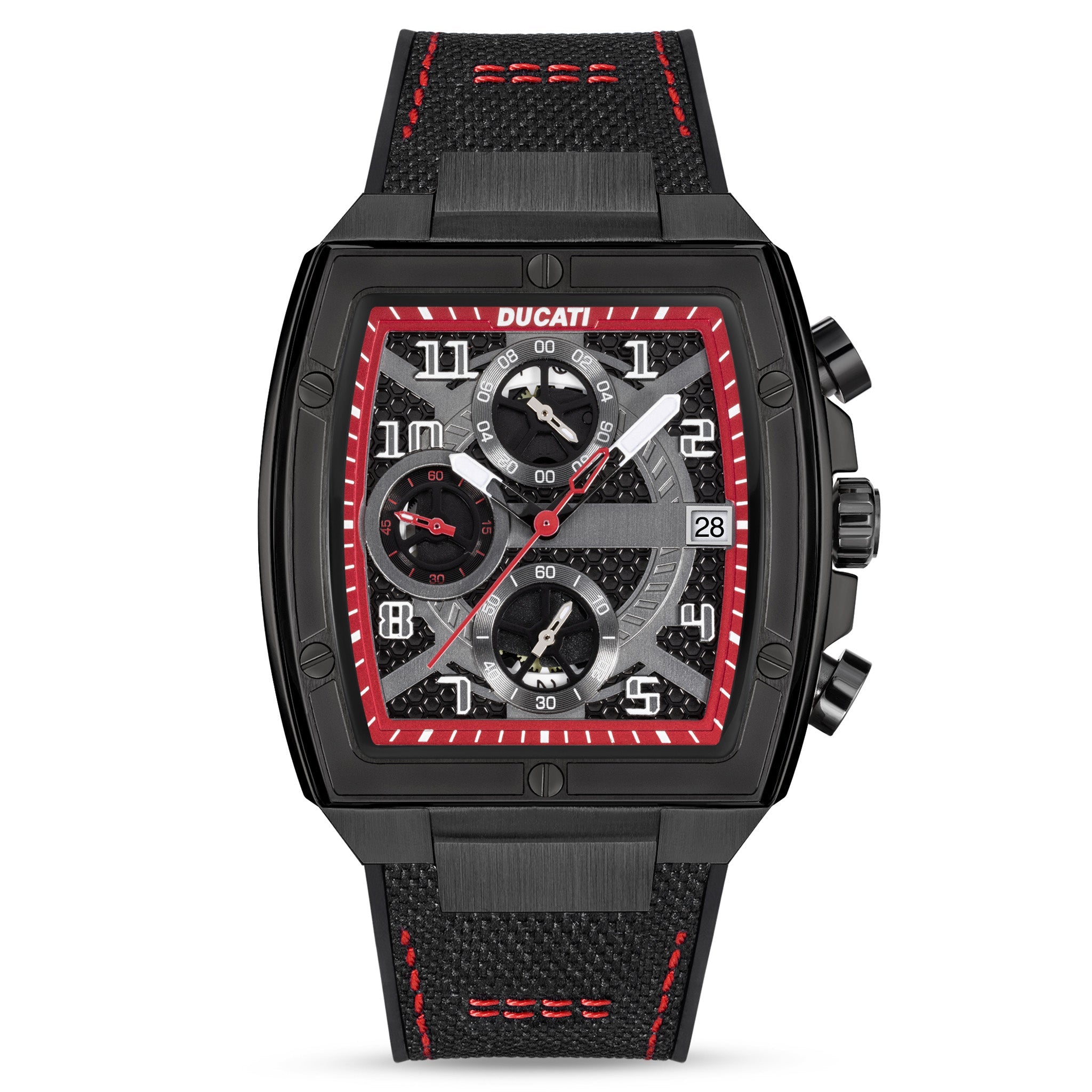 Ducati Black Multi-Colour Dial Silicone Nylon Men's Watch - DTWGO0001503