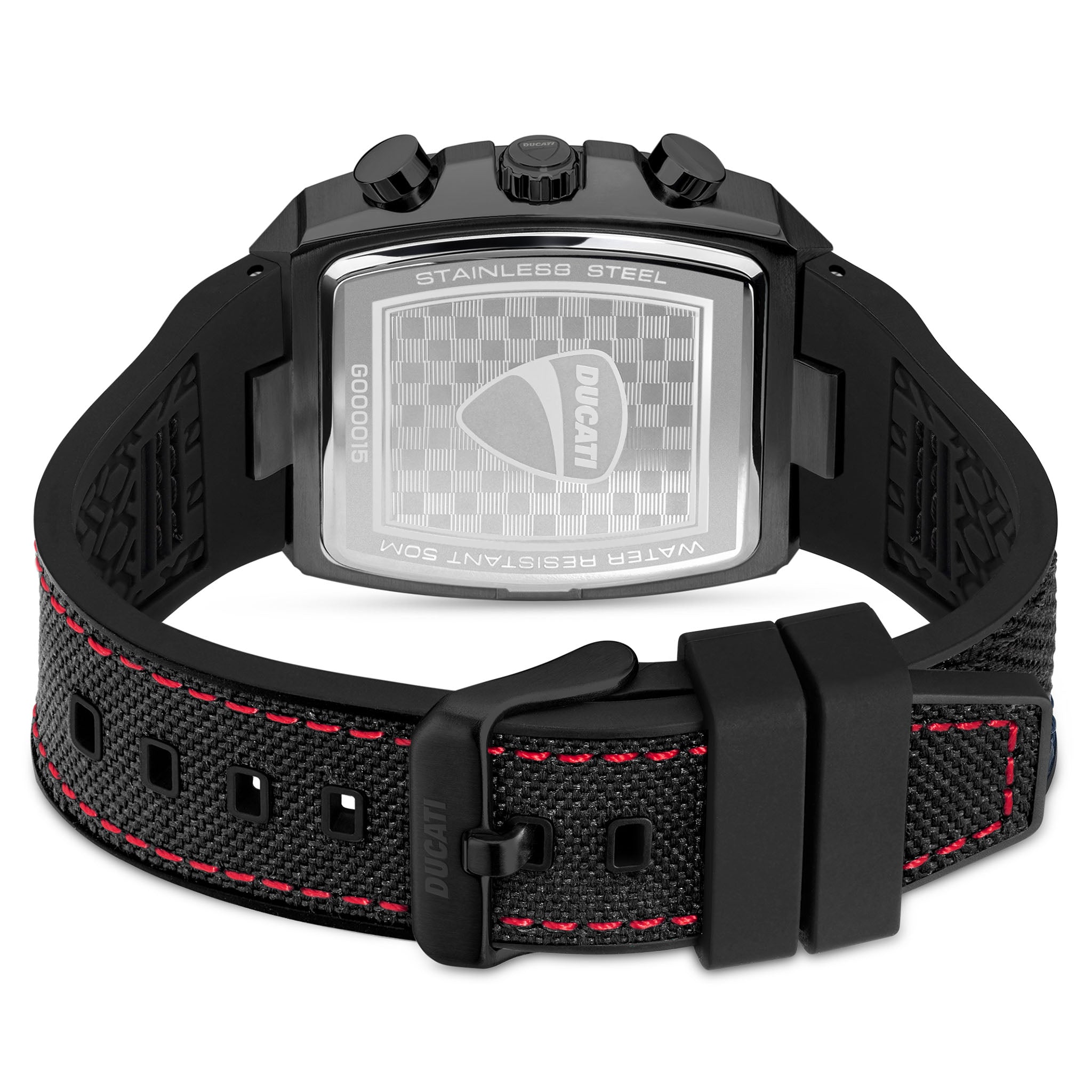 Ducati Black Red Silicone Nylon Multi-Colour Dial Chronograph Men's Watch - DTWGO0001503