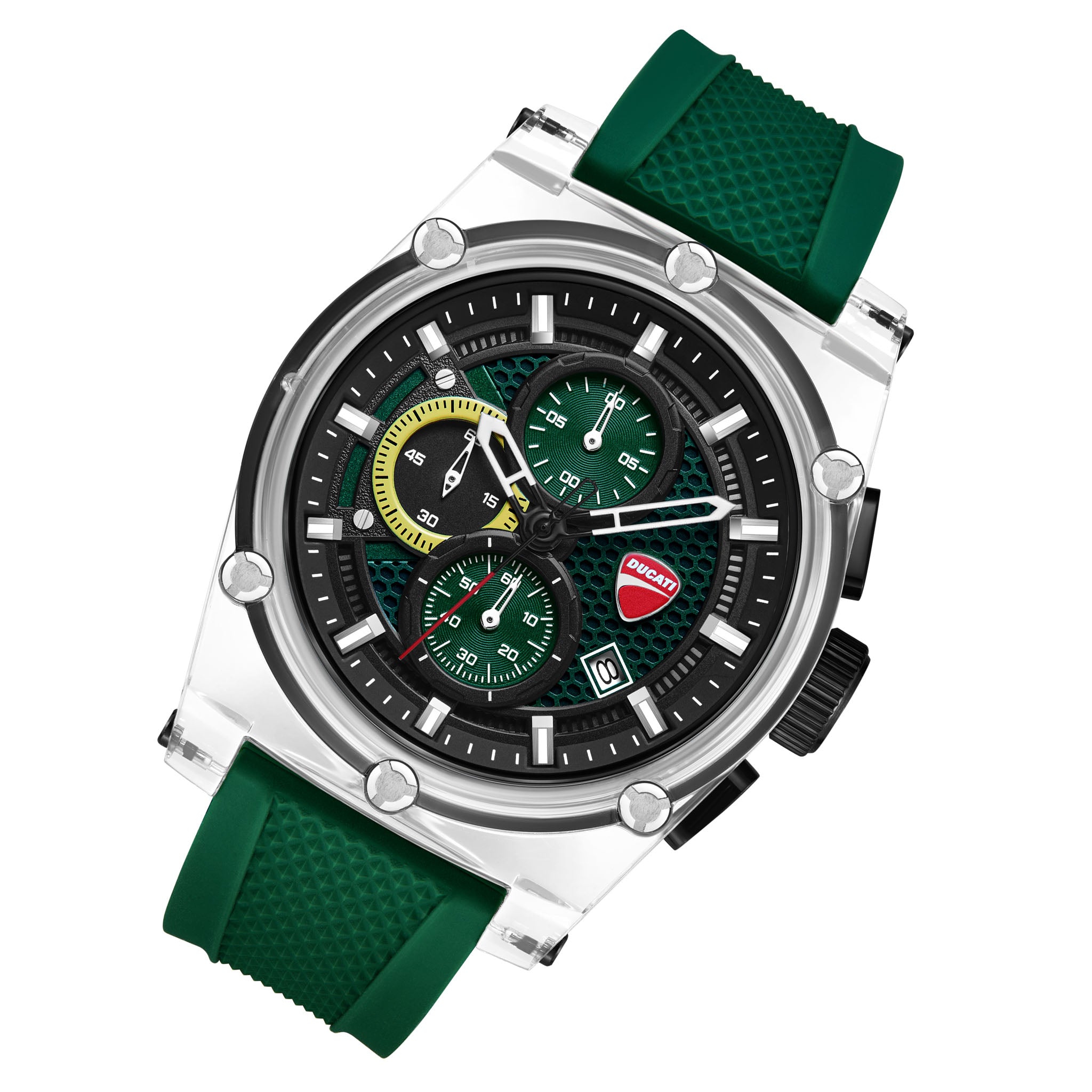 Ducati Silicone Green Dial Chronograph Men's Watch - DTWGO0001603