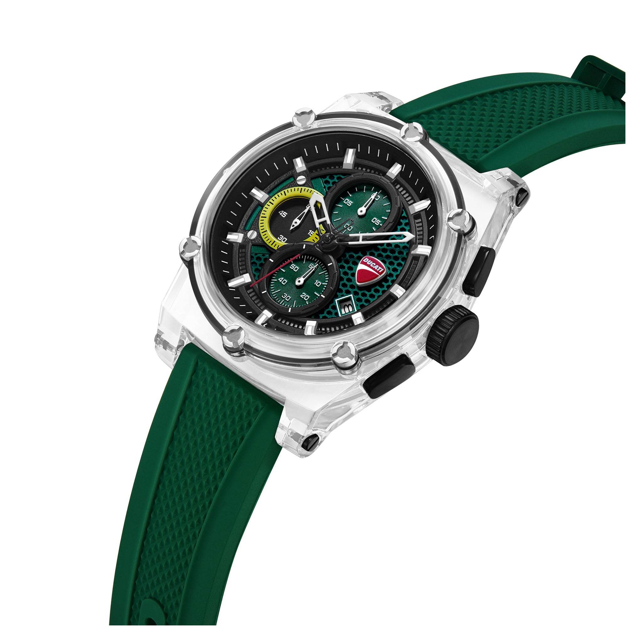 Ducati Silicone Green Dial Chronograph Men's Watch - DTWGO0001603