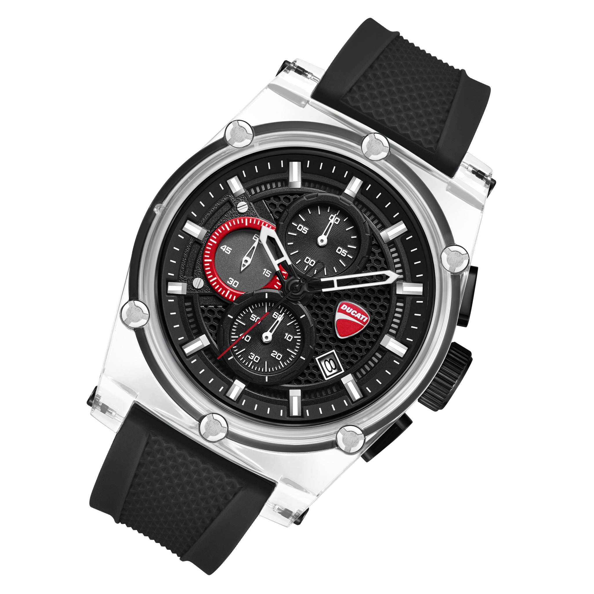 Ducati Silicone Black Dial Chronograph Men's Watch - DTWGO00016X0