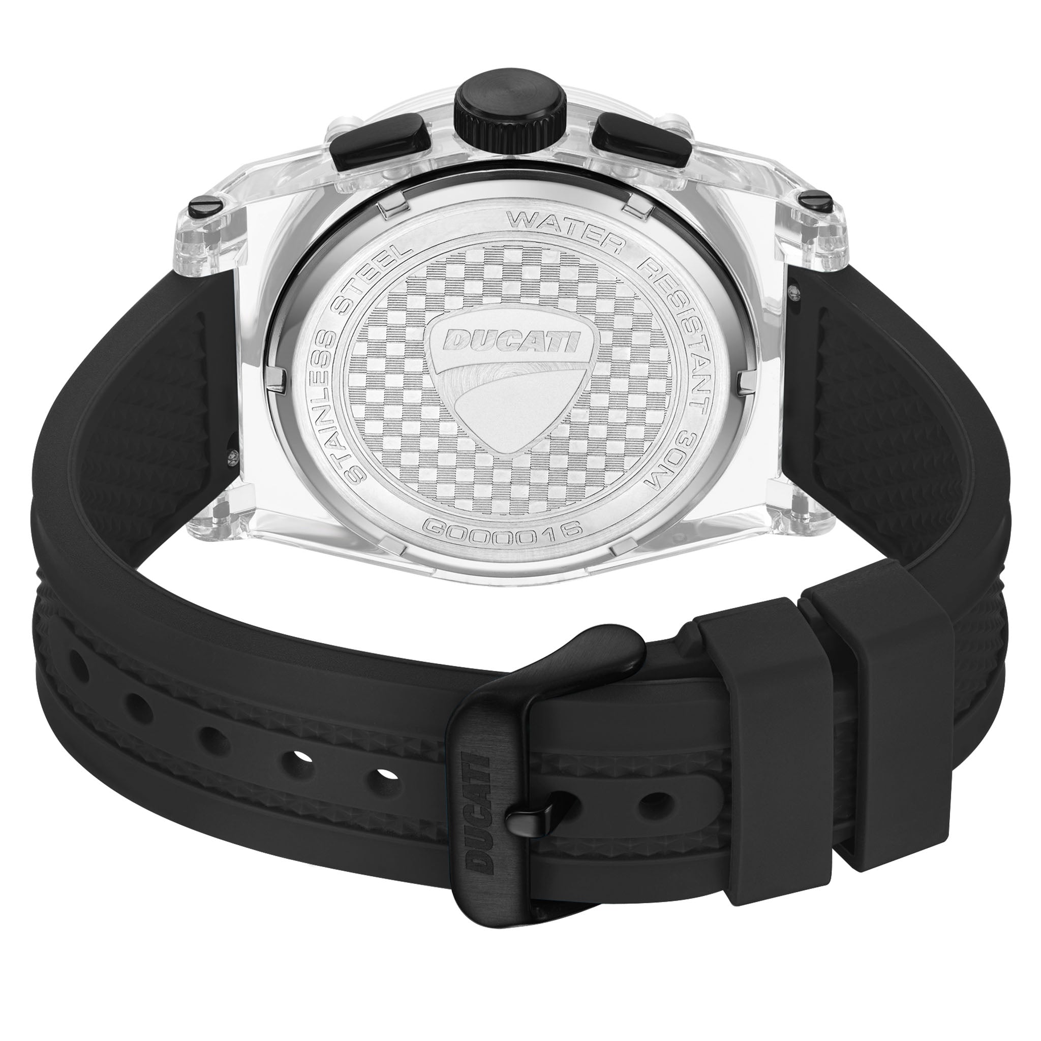 Ducati Silicone Black Dial Chronograph Men's Watch - DTWGO00016X0