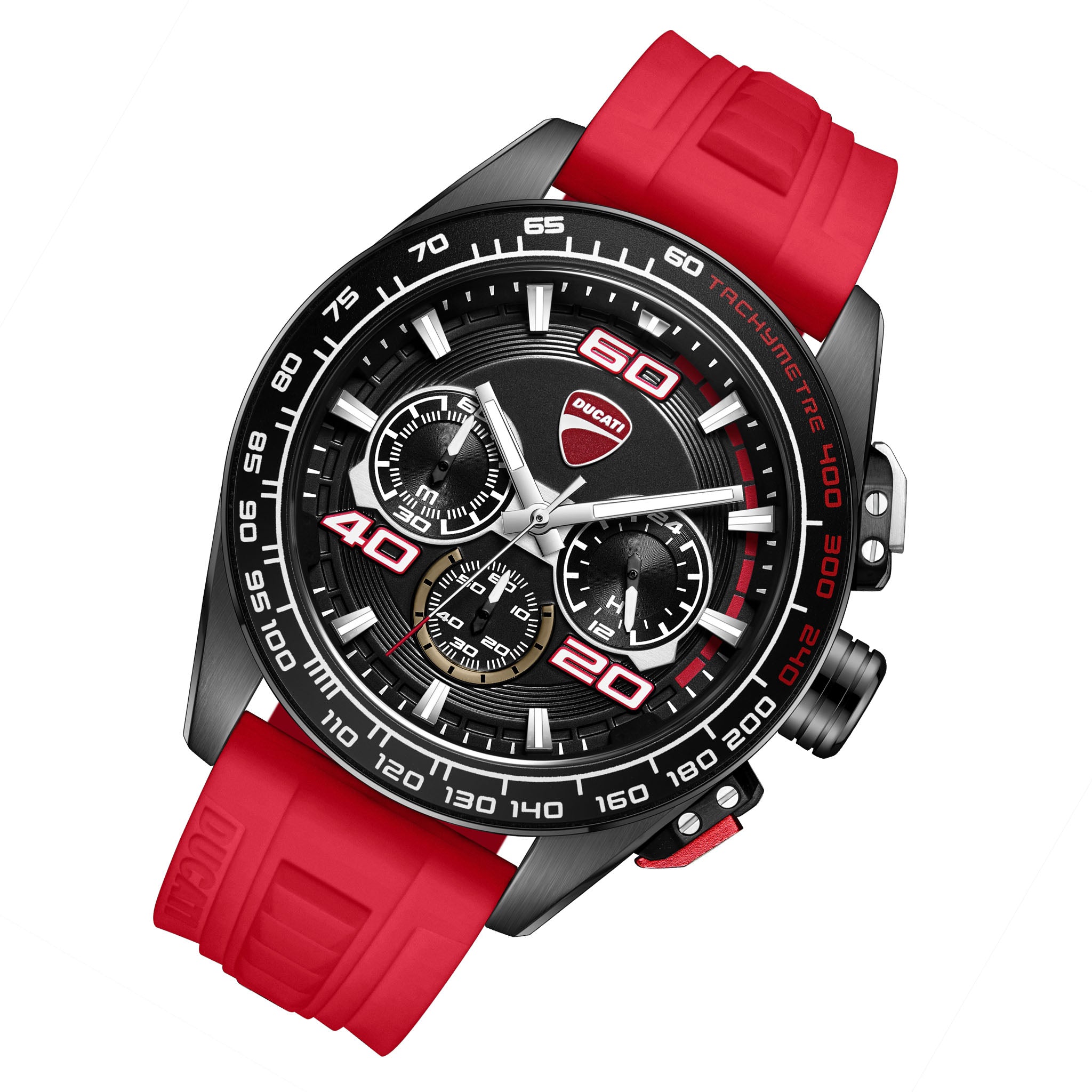 Ducati Red Silicone Black Red Dial Chronograph Men's Watch - DTWGO0001701