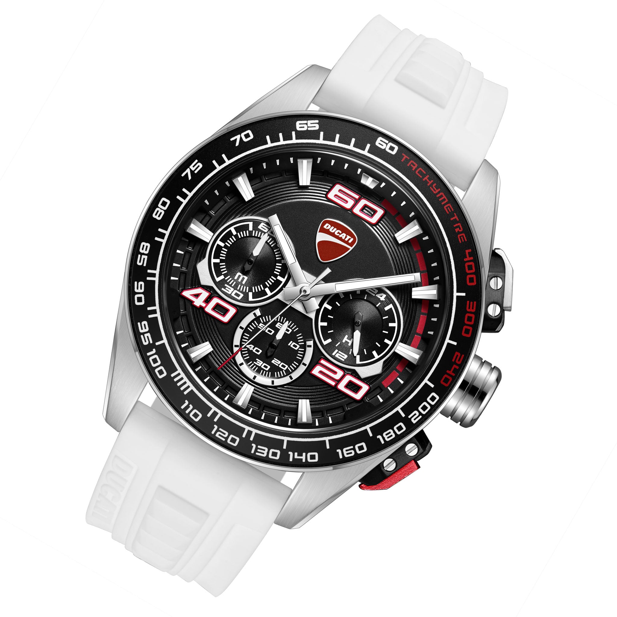 Ducati White Silicone Black Red Dial Chronograph Men's Watch - DTWGO0001702