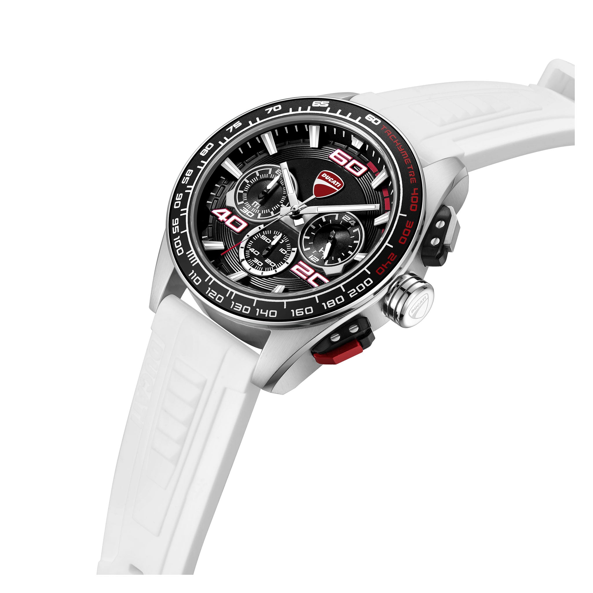 Ducati White Silicone Black Red Dial Chronograph Men's Watch - DTWGO0001702