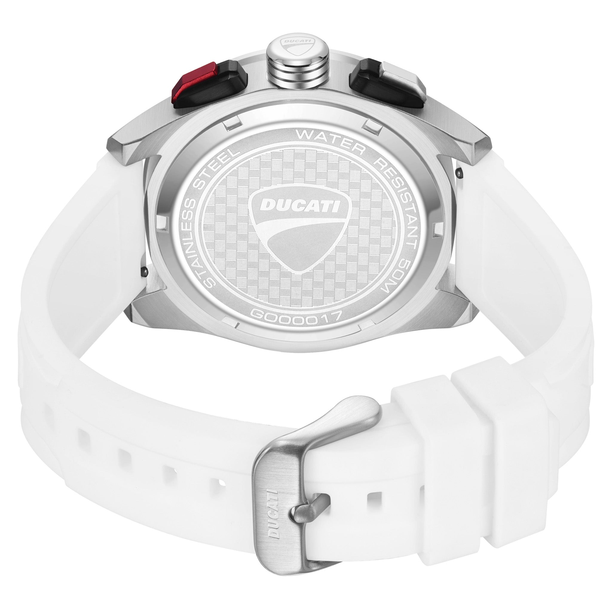 Ducati White Silicone Black Red Dial Chronograph Men's Watch - DTWGO0001702