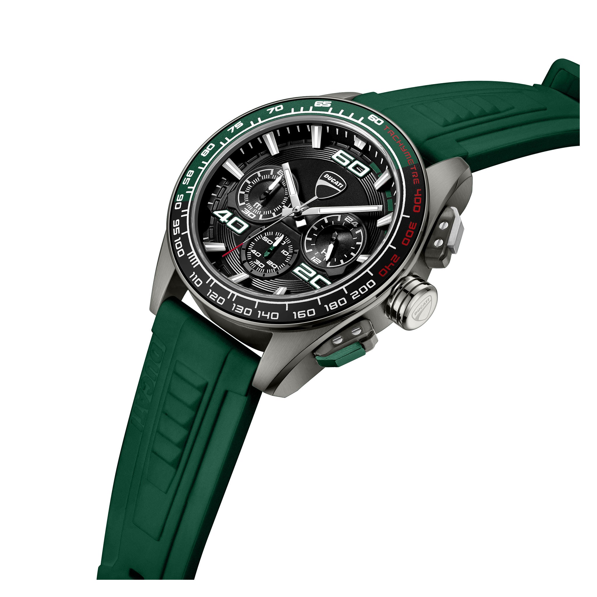 Ducati Green Silicone Black Green Dial Chronograph Men's Watch - DTWGO0001704