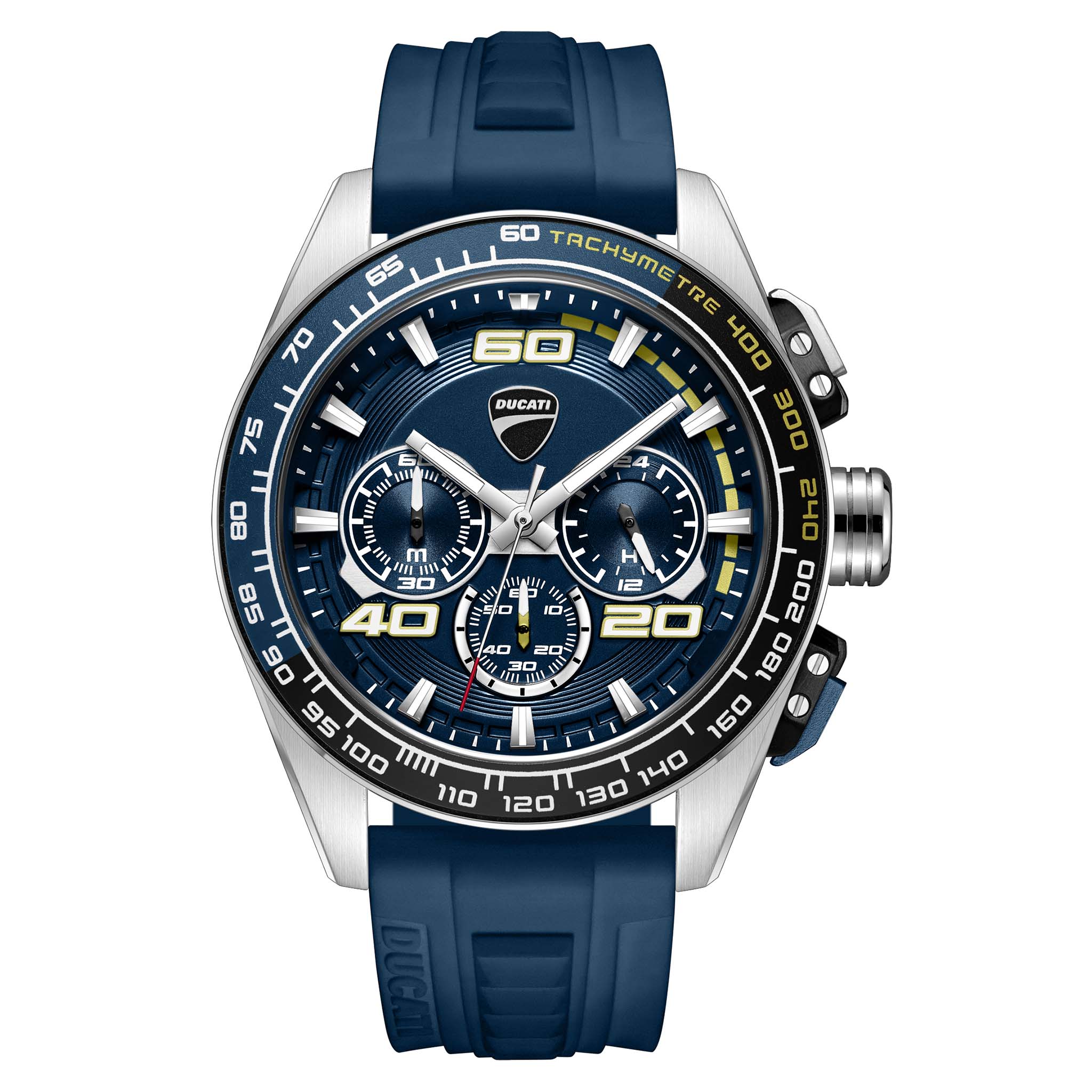 Ducati Stainelss Steel Blue & Yellow Dial Silicone Men's Watch - DTWGO0001705