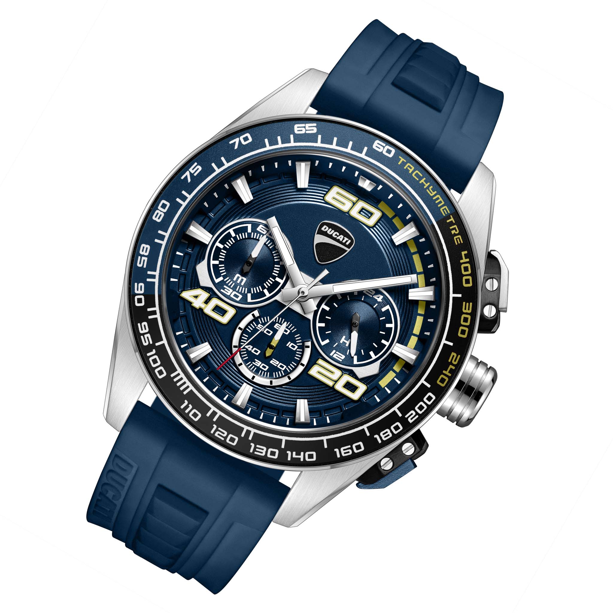 Ducati Silicone Blue Yellow Dial Chronograph Men's Watch - DTWGO0001705