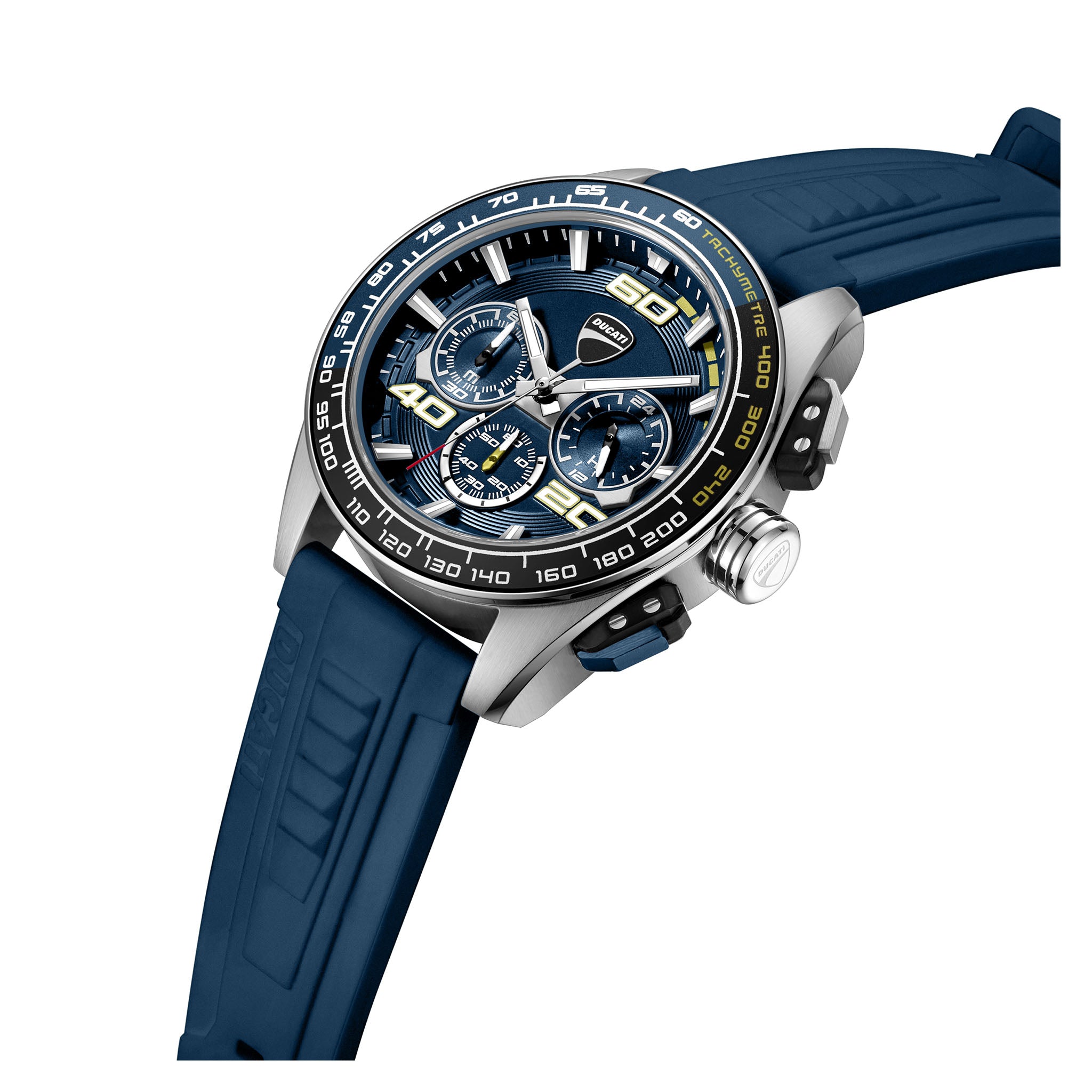 Ducati Silicone Blue Yellow Dial Chronograph Men's Watch - DTWGO0001705