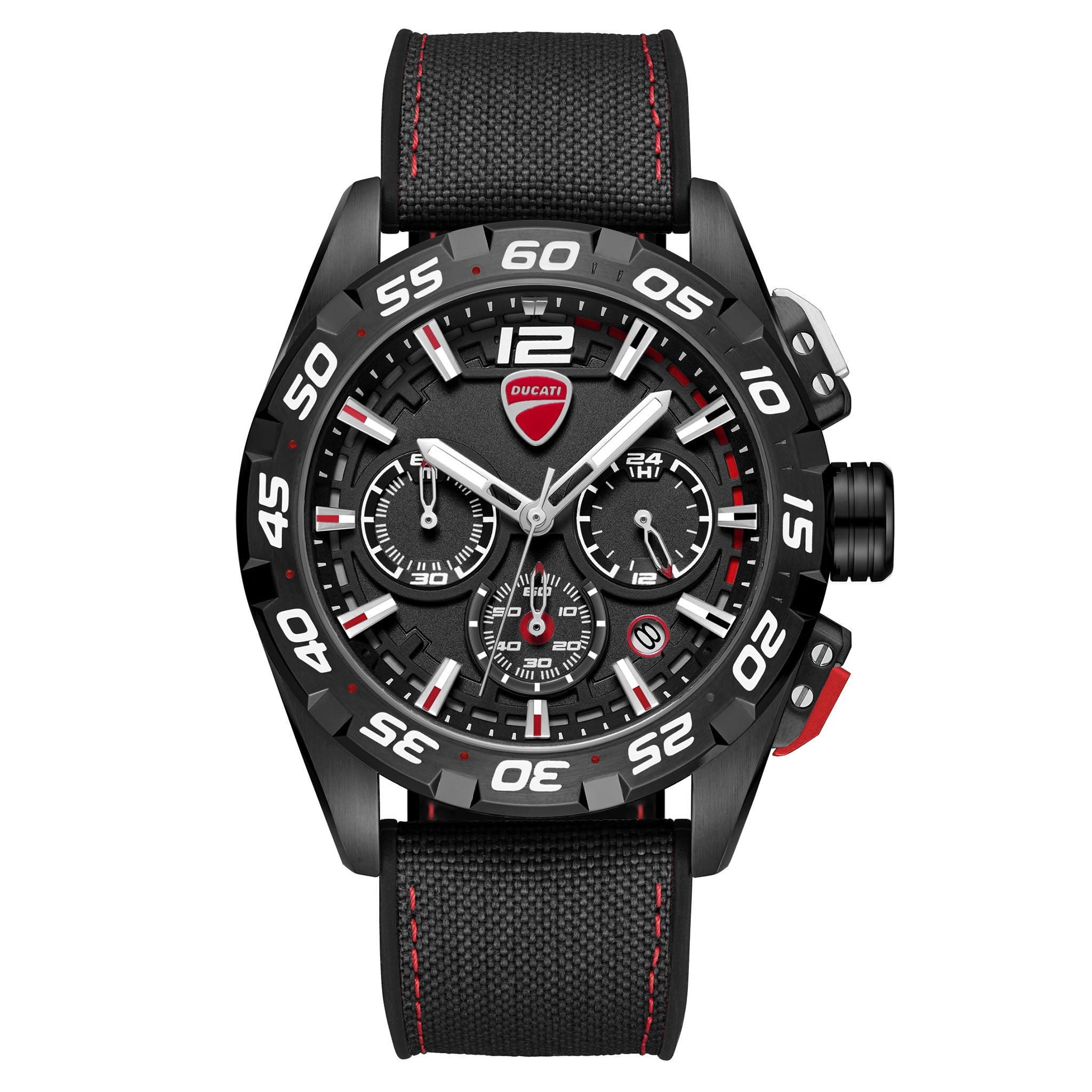 Ducati Ion Black Red Dial Silicone Nylon Men's Watch - DTWGO0001801