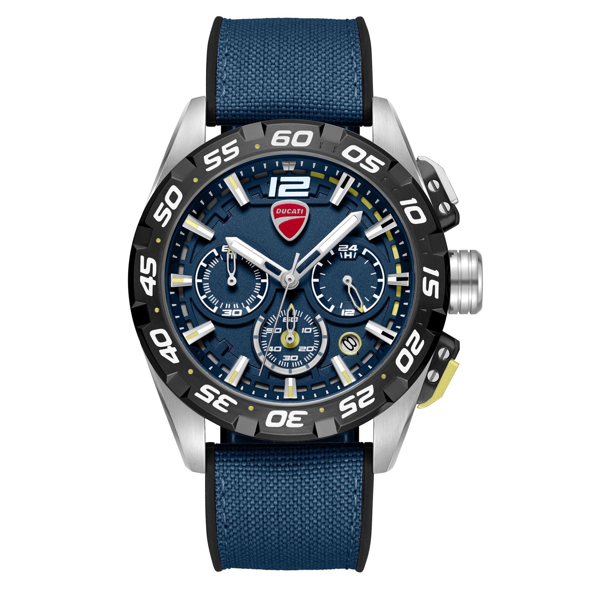 Ducati Stainelss Steel Blue Yellow Dial Silicone Nylon Men's Watch - DTWGO0001802