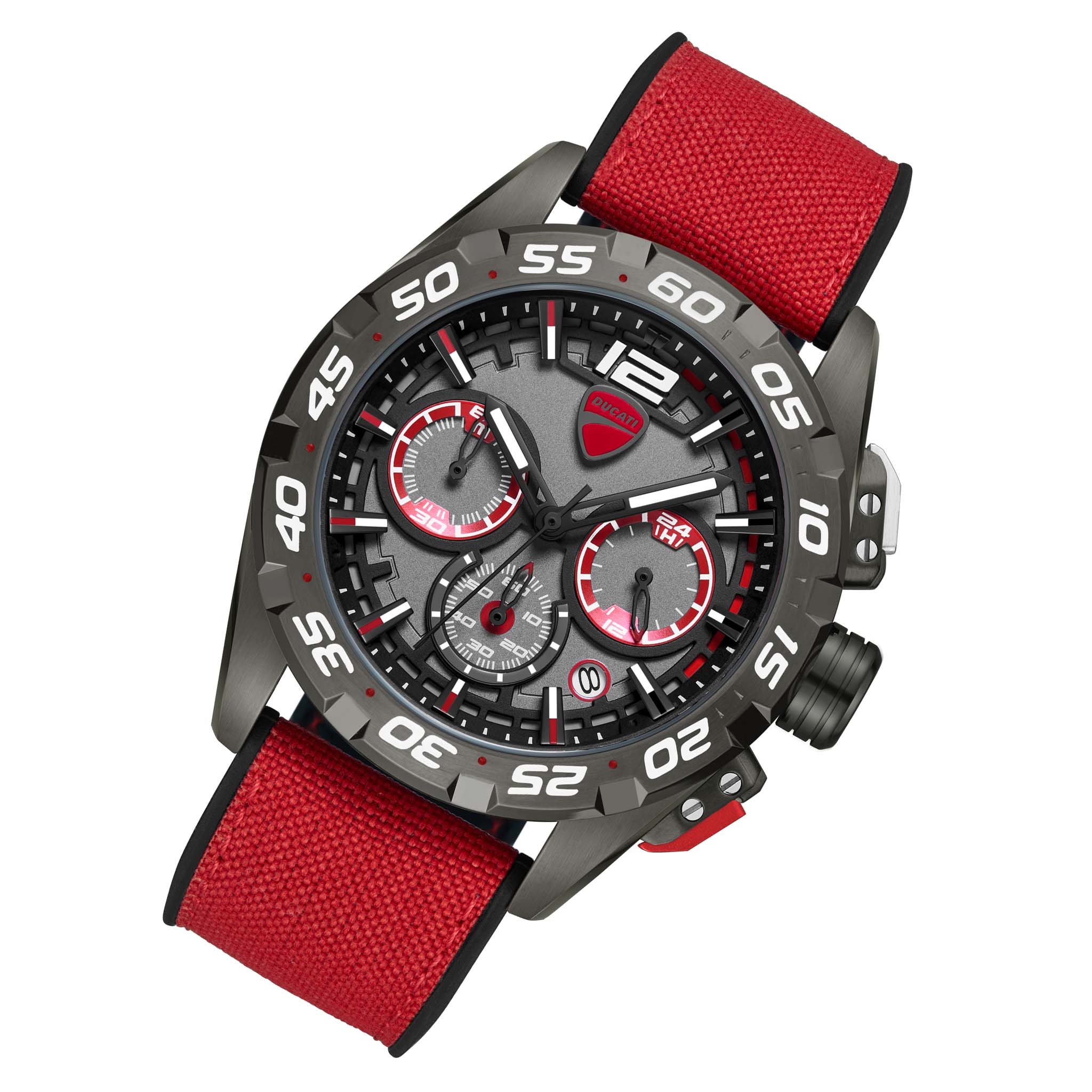 Ducati Silicone Nylon Gun Red Dial Chronograph Men's Watch - DTWGO0001804