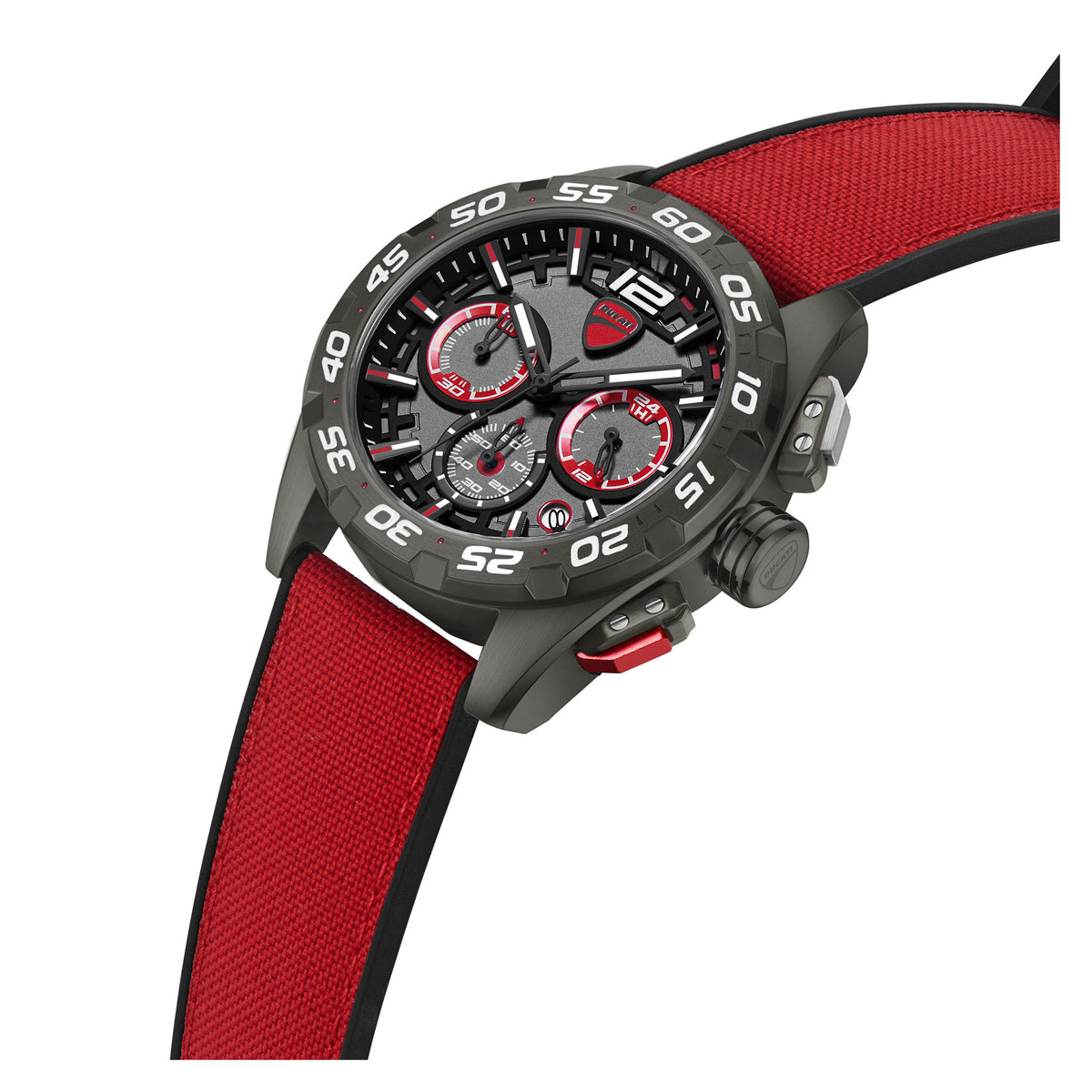 Ducati Silicone Nylon Gun Red Dial Chronograph Men's Watch - DTWGO0001804
