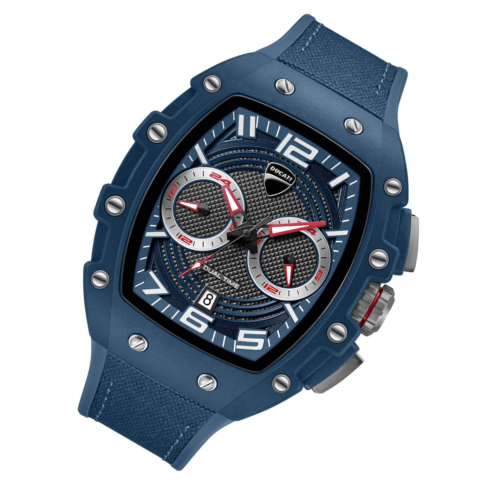 Ducati Silicone Nylon Blue Black Dial Multi-function Men's Watch - DTWGO0001901