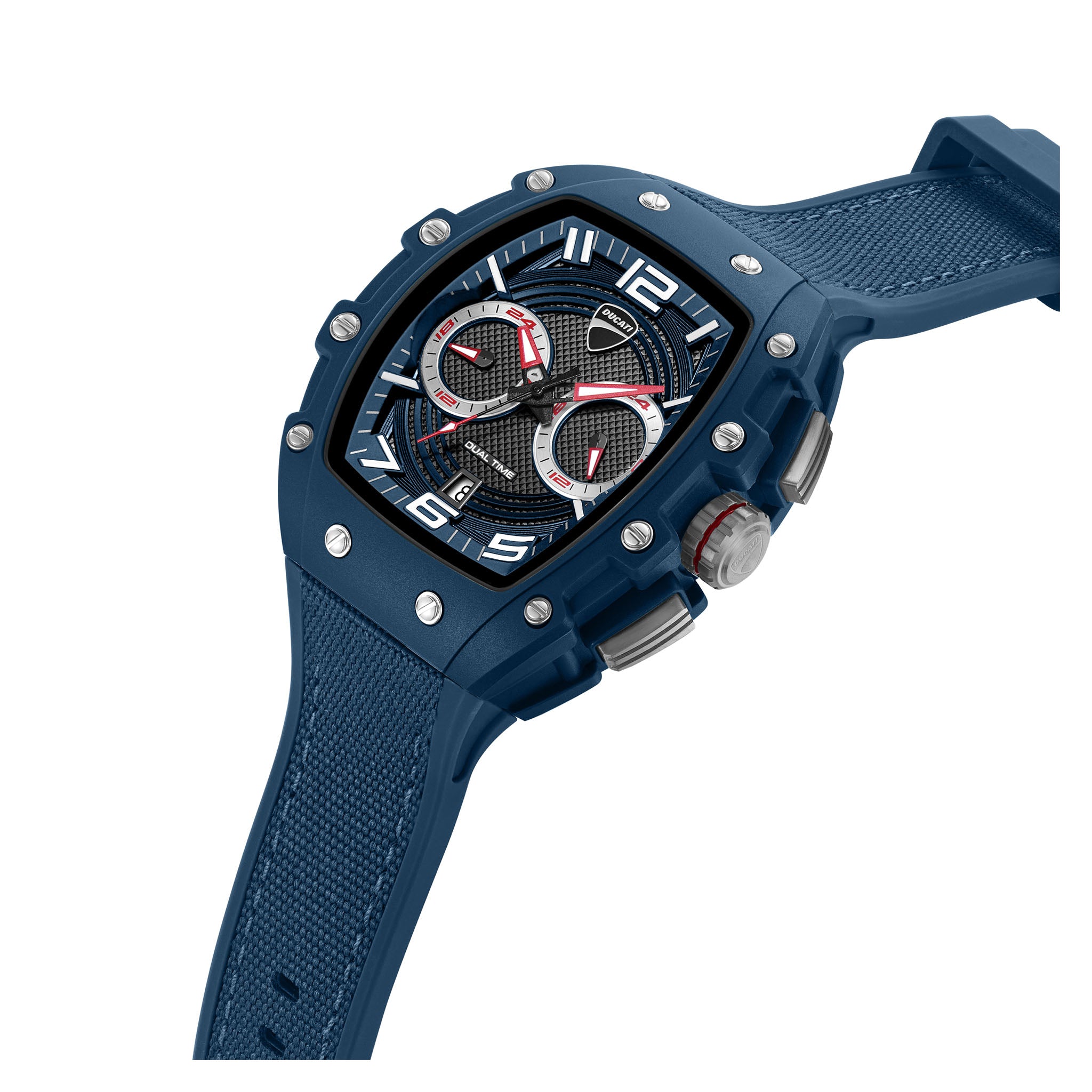Ducati Silicone Nylon Blue Black Dial Multi-function Men's Watch - DTWGO0001901