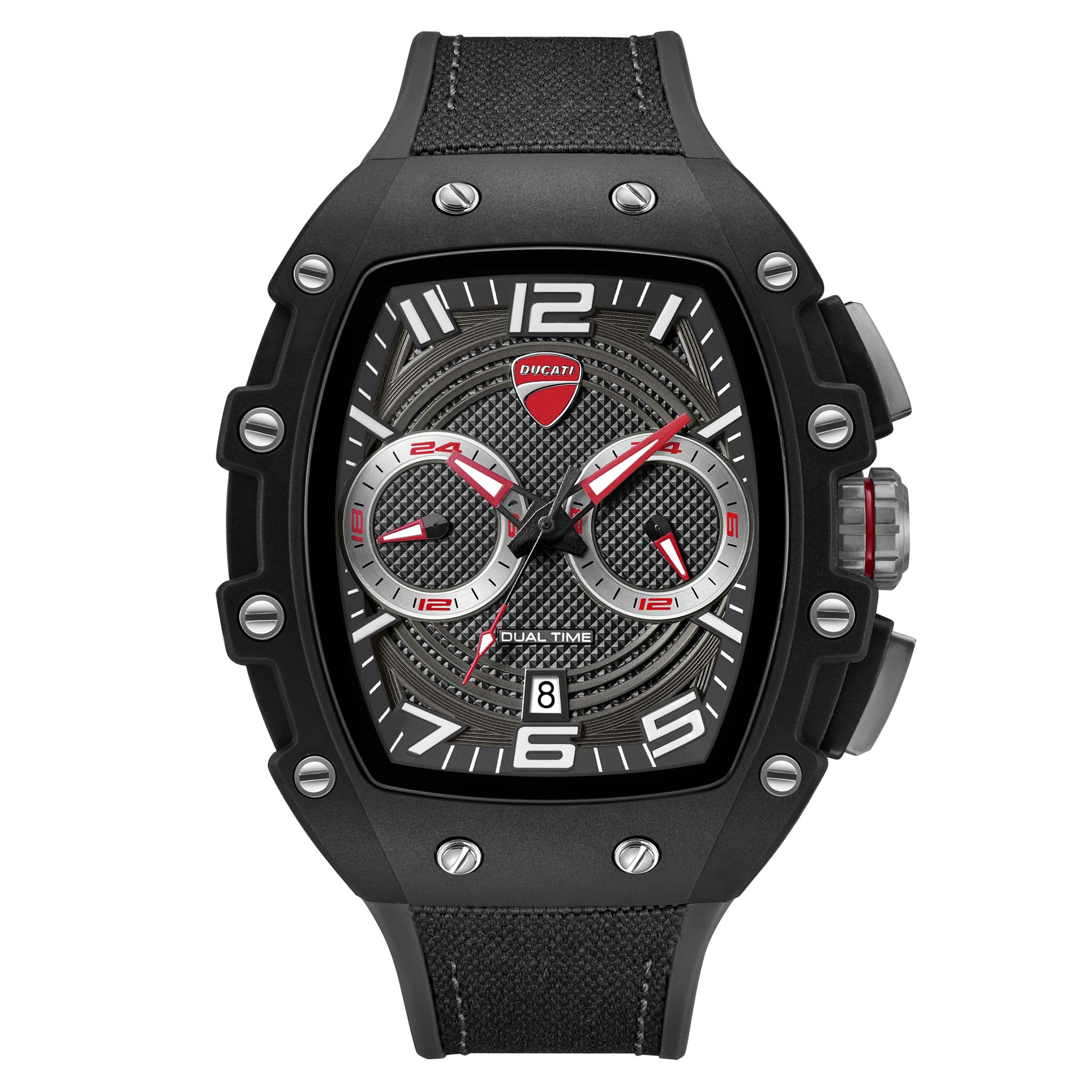 Ducati Black Black Grey Dial Silicone Nylon Men's Watch - DTWGO0001902
