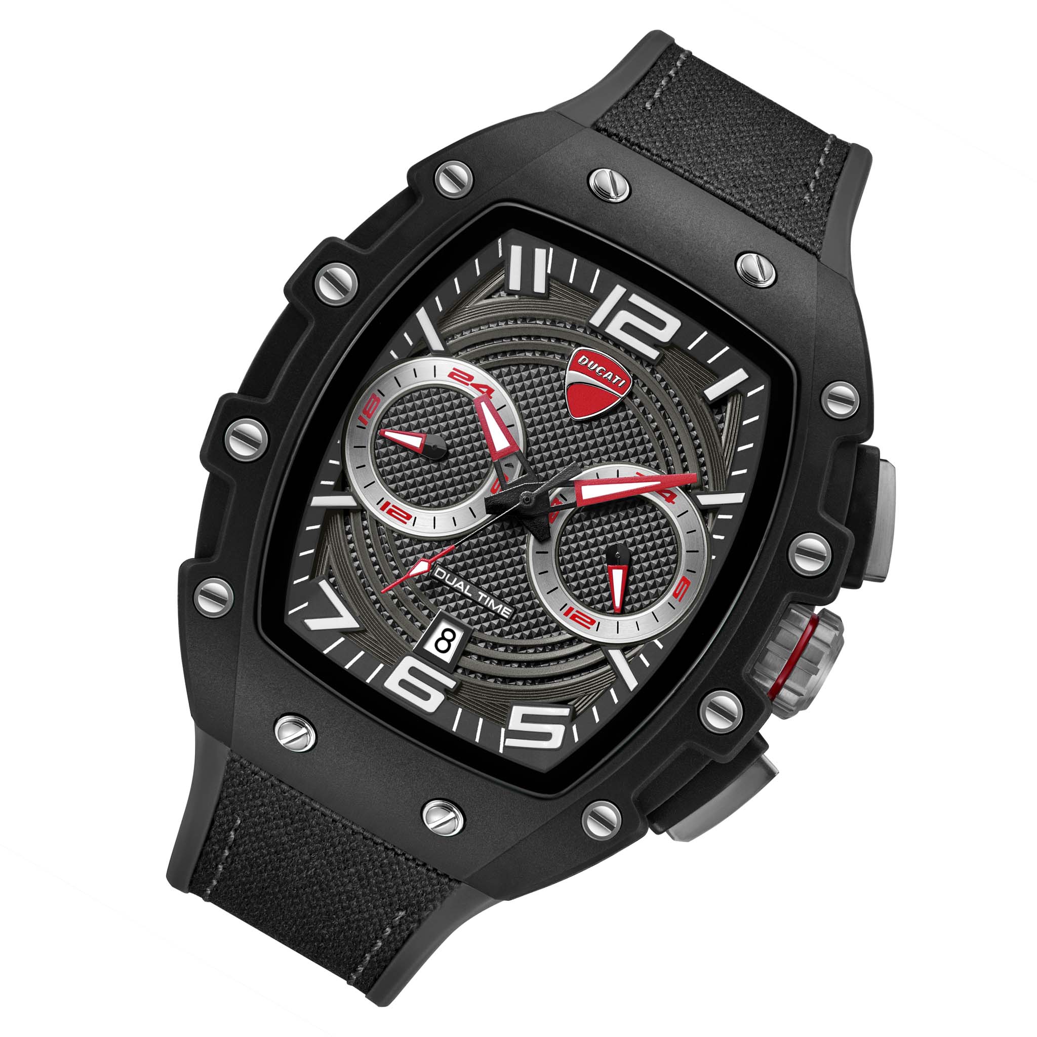 Ducati Silicone Nylon Black Grey Dial Multi-function Men's Watch - DTWGO0001902