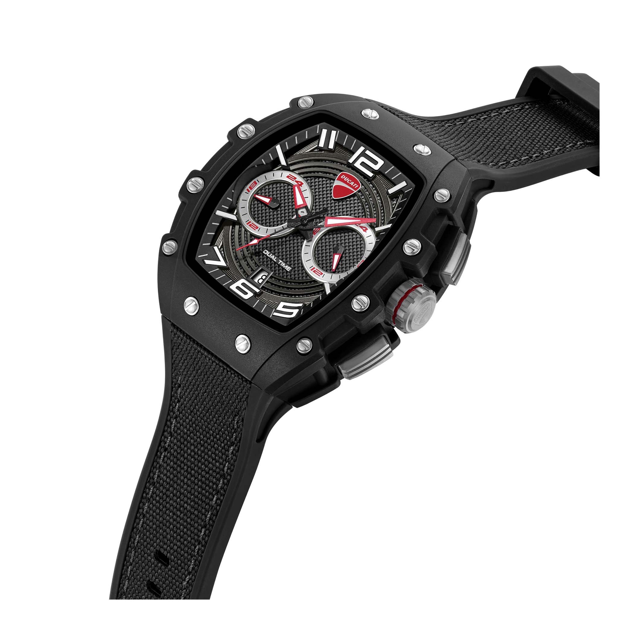 Ducati Silicone Nylon Black Grey Dial Multi-function Men's Watch - DTWGO0001902