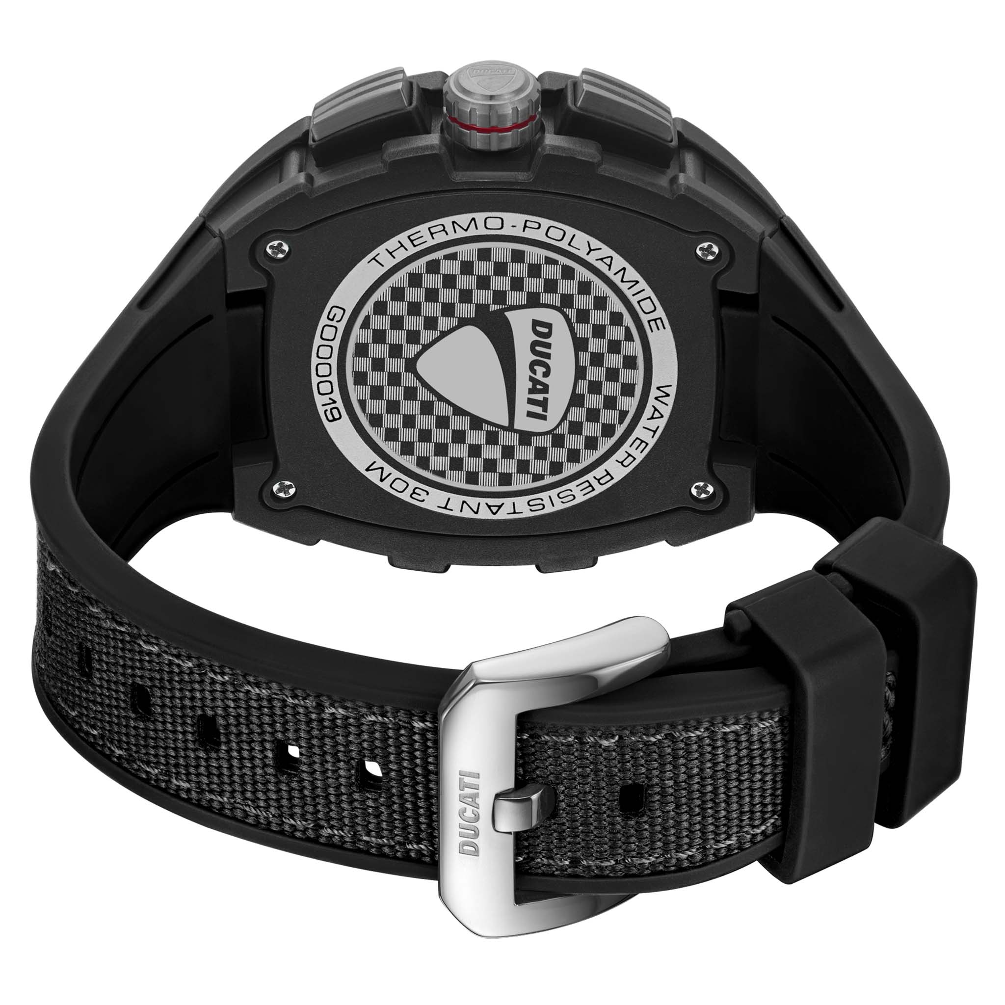 Ducati Silicone Nylon Black Grey Dial Multi-function Men's Watch - DTWGO0001902