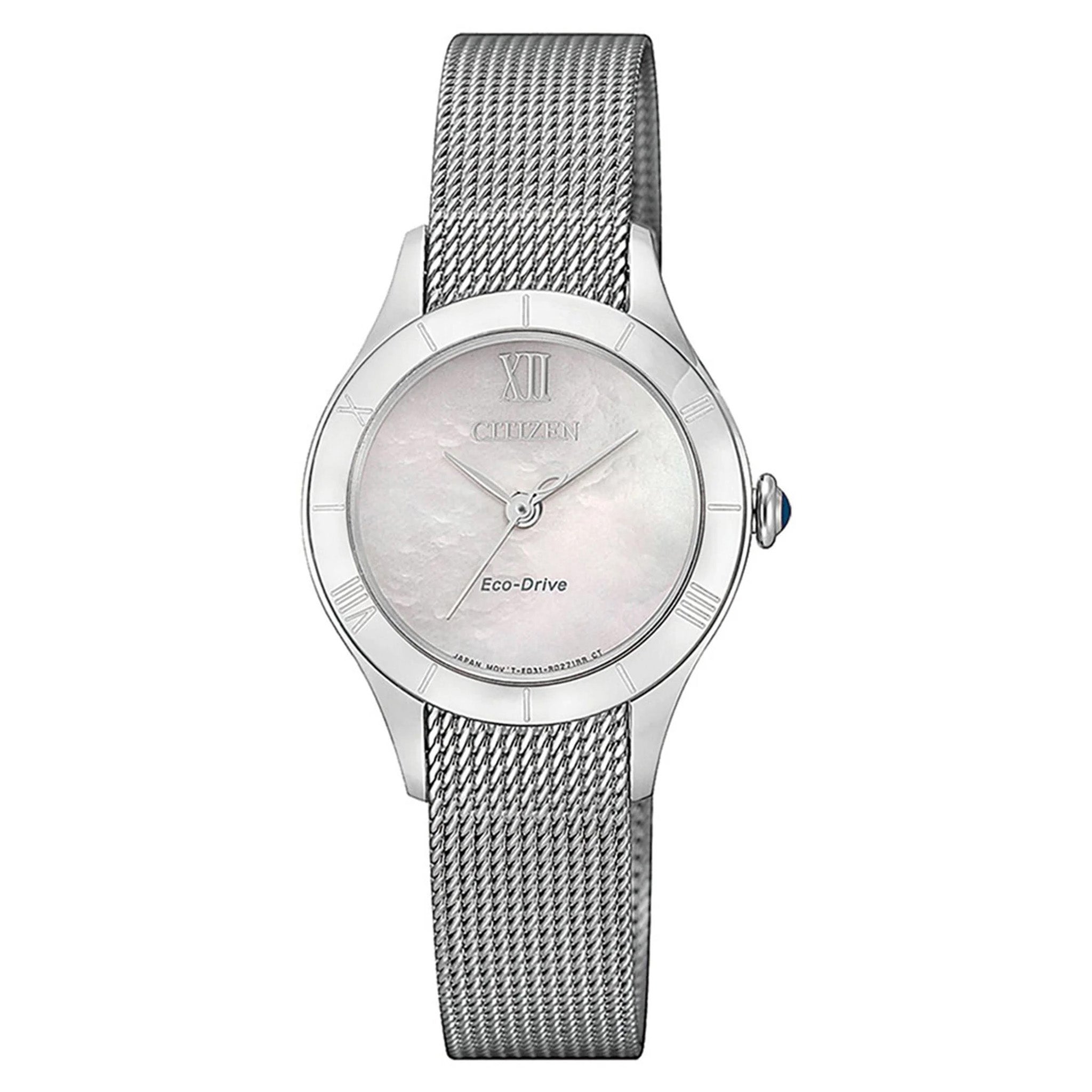 Citizen Silver Steel Mesh Eco-Drive Solar Women's Watch - EM0780-83D