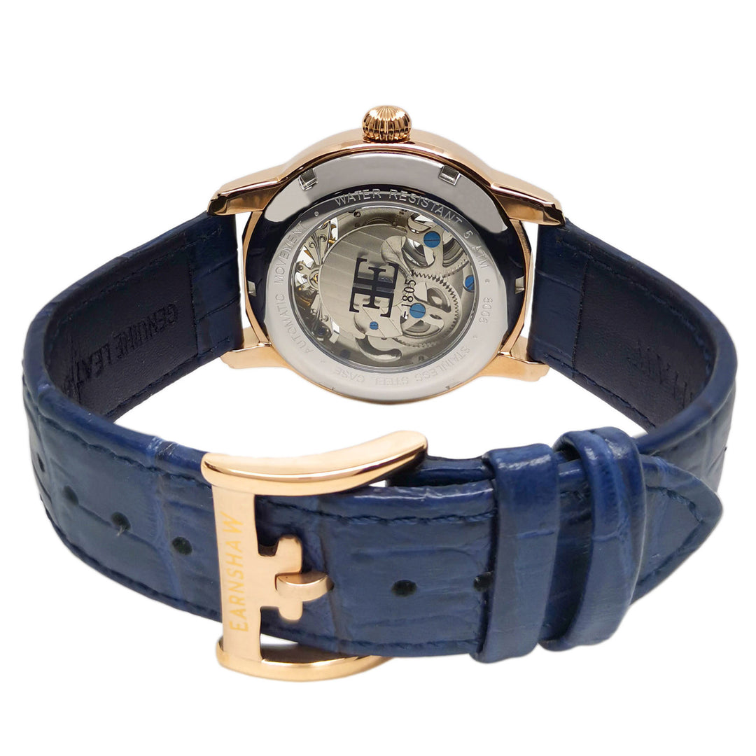 Earnshaw Blue Leather Multi-function Men's Automatic Watch - ES-8006-0A