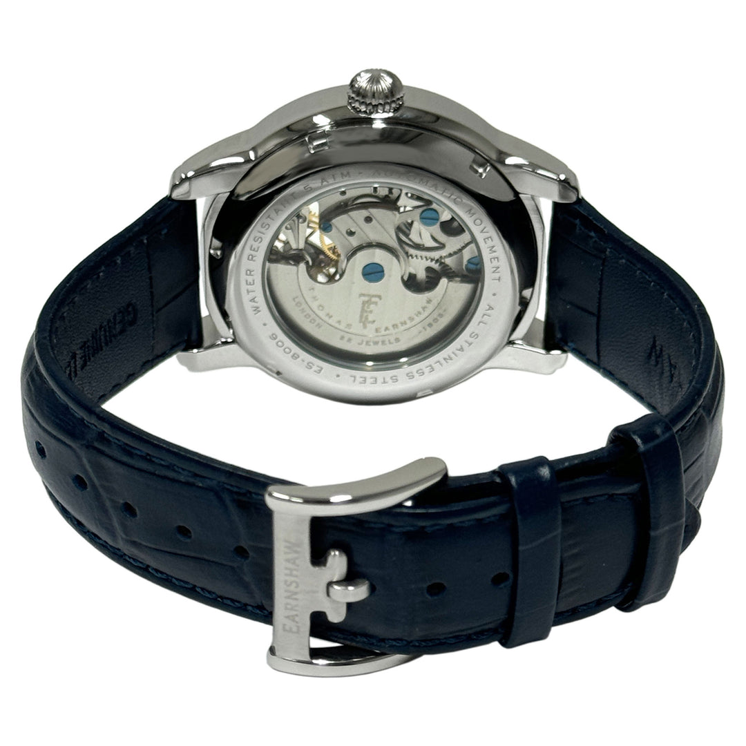 Earnshaw Blue Leather Multi-function Men's Automatic Watch - ES-8006-0C