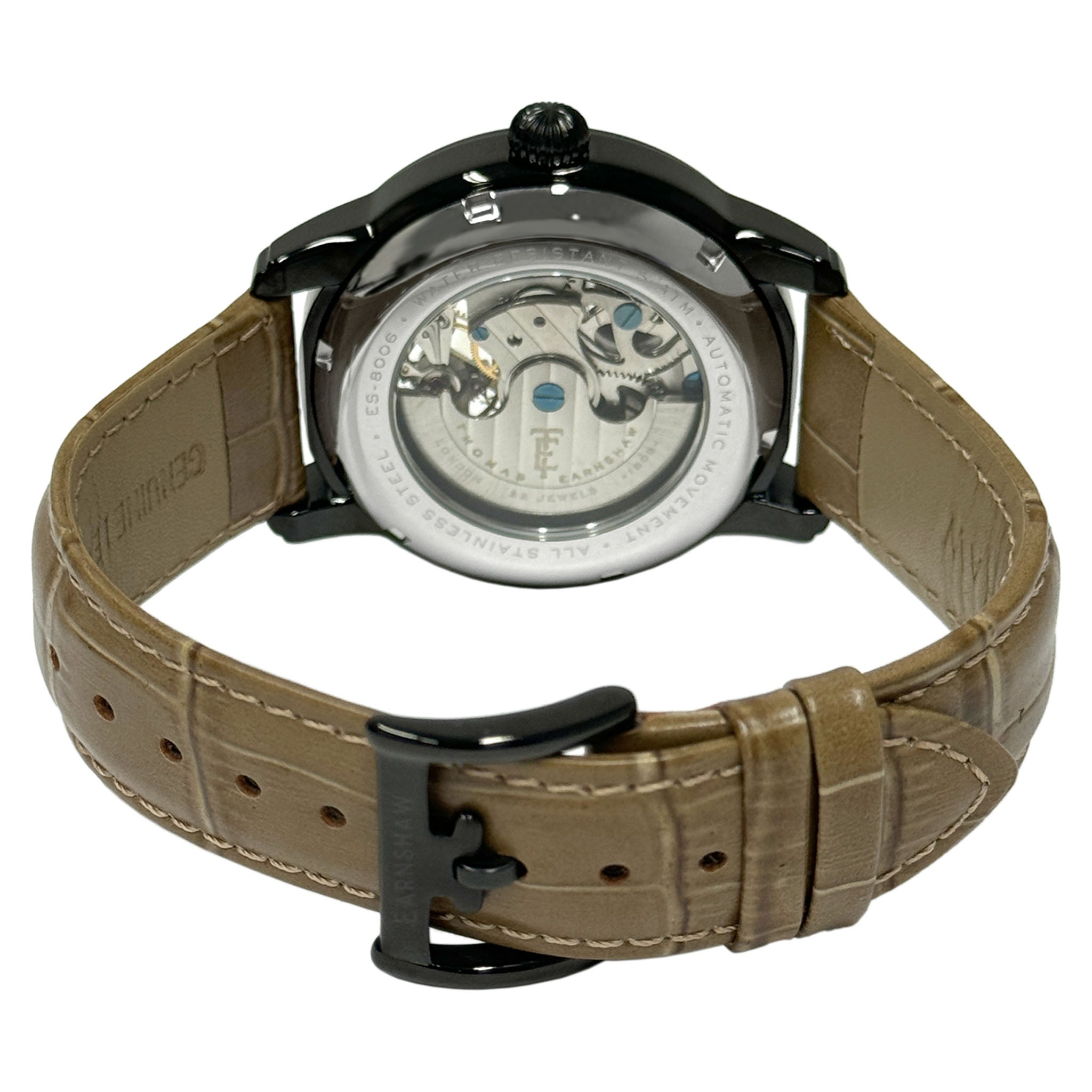 Earnshaw Brown Leather Tan Dial Multi-function Men's Automatic Watch - ES-8006-0G