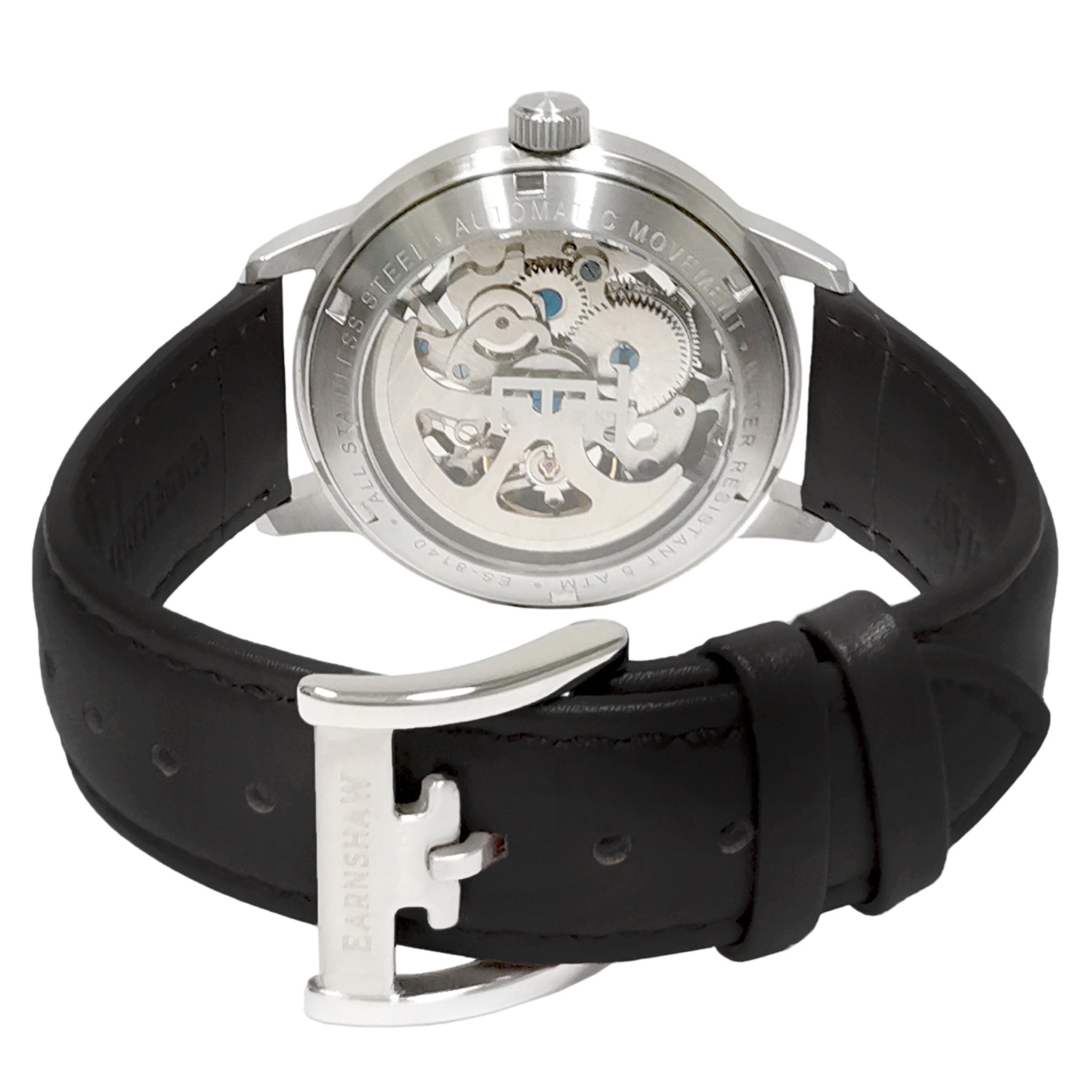 Earnshaw Black Leather Men's Automatic Watch - ES-8140-03