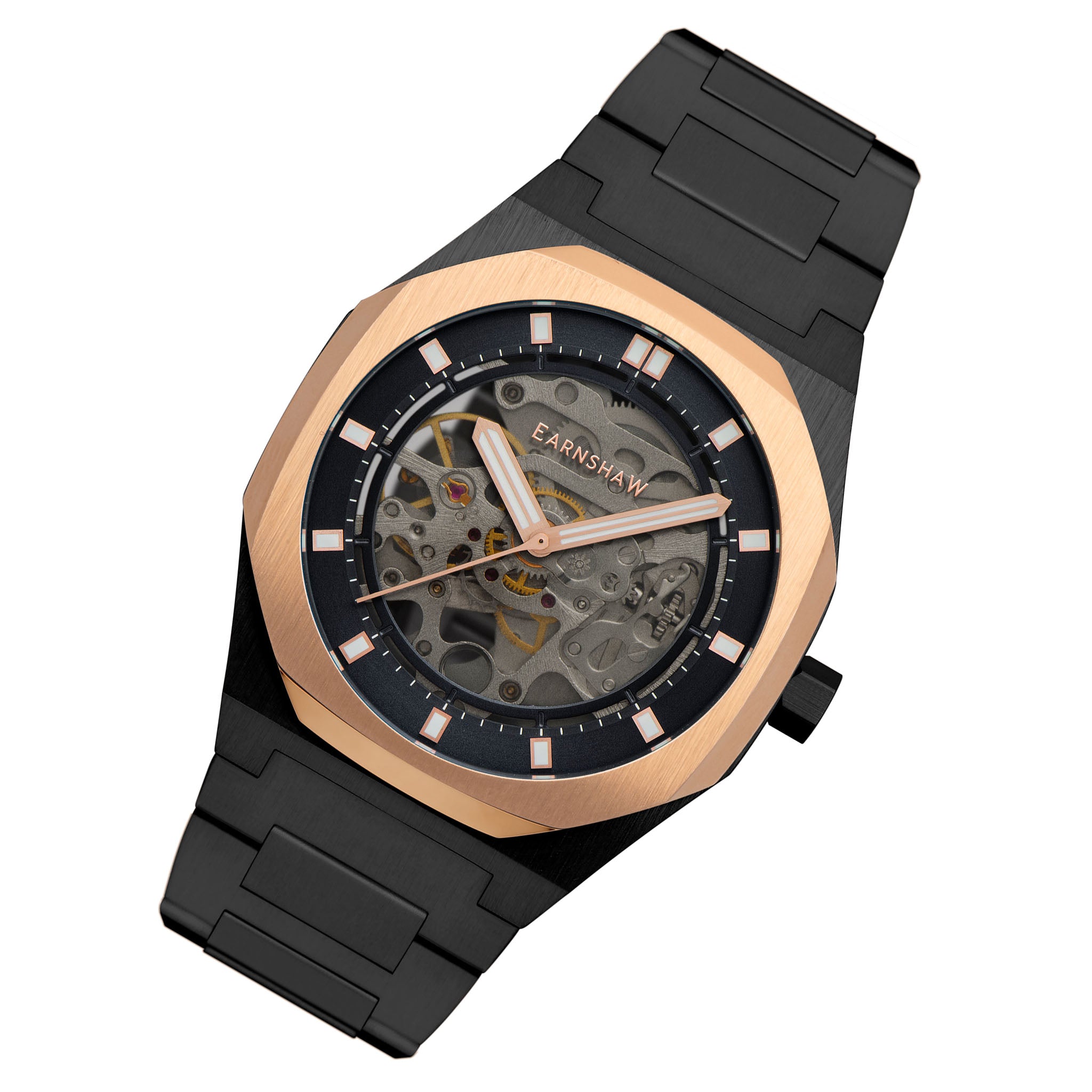 Earnshaw Black Steel Men's Automatic Watch - ES-8142-77