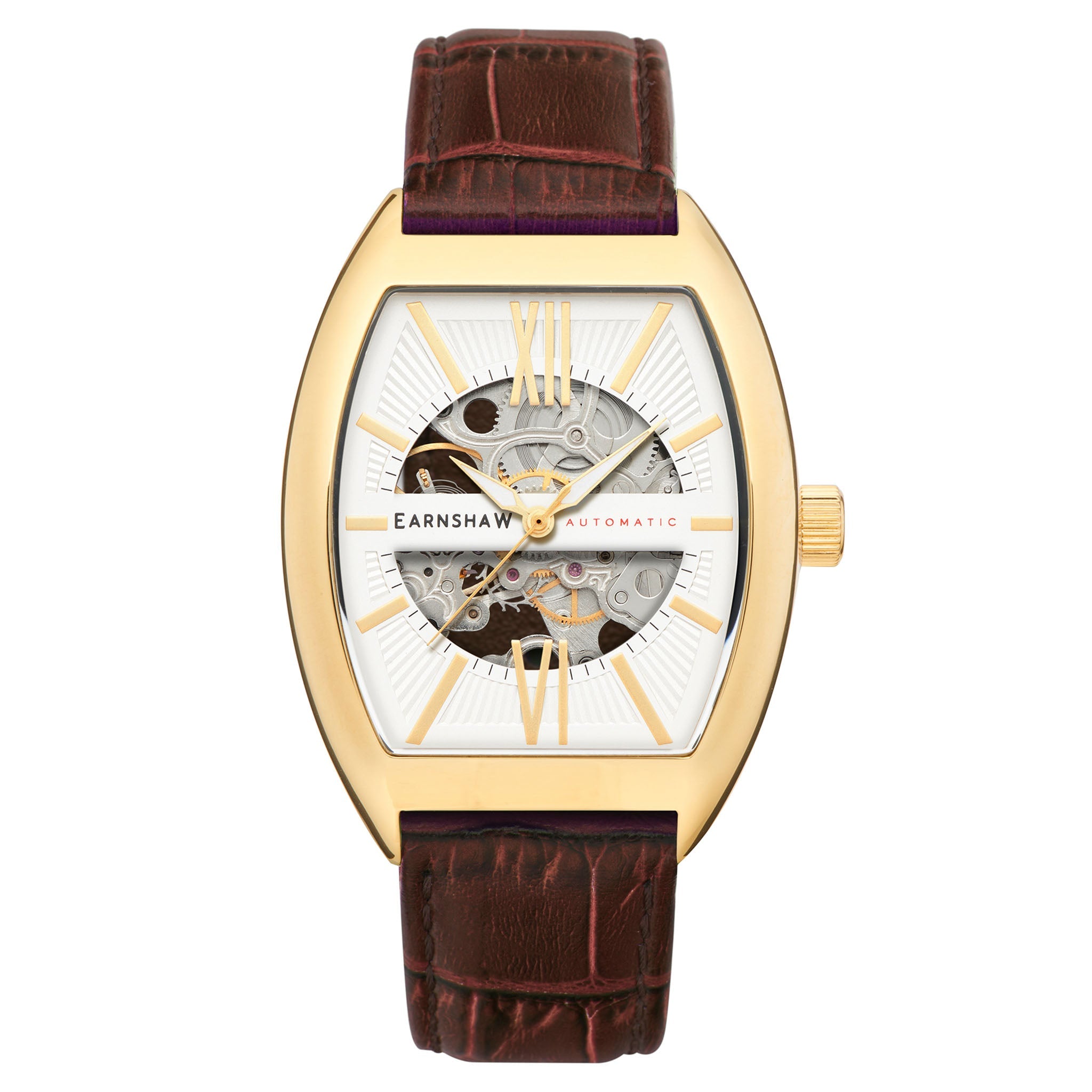 Earnshaw Stainless Steel Brown Leather Men's Watch - ES-8147-03