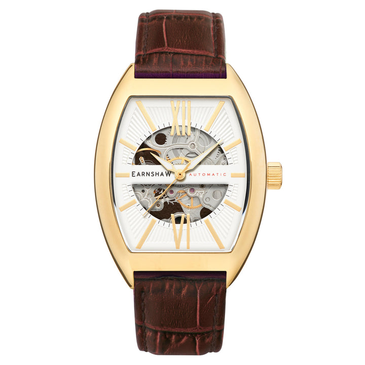 Earnshaw Stainless Steel Brown Leather Men's Watch - ES-8147-03