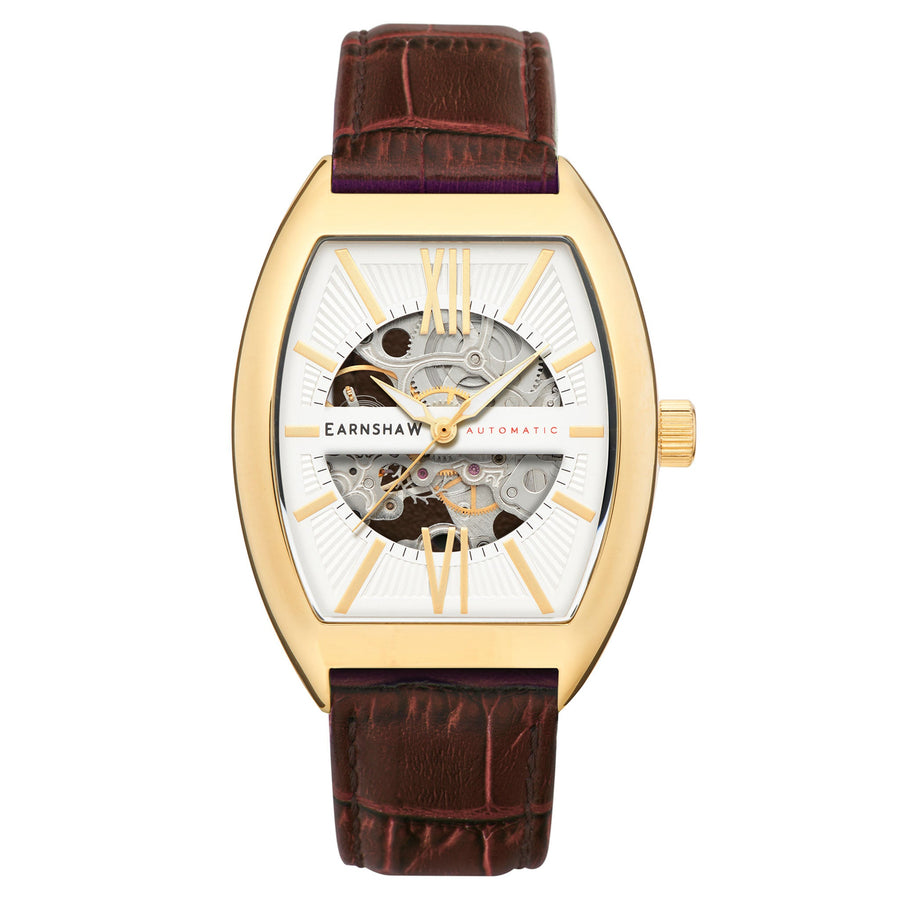 Earnshaw Stainless Steel Brown Leather Men's Watch - ES-8147-03