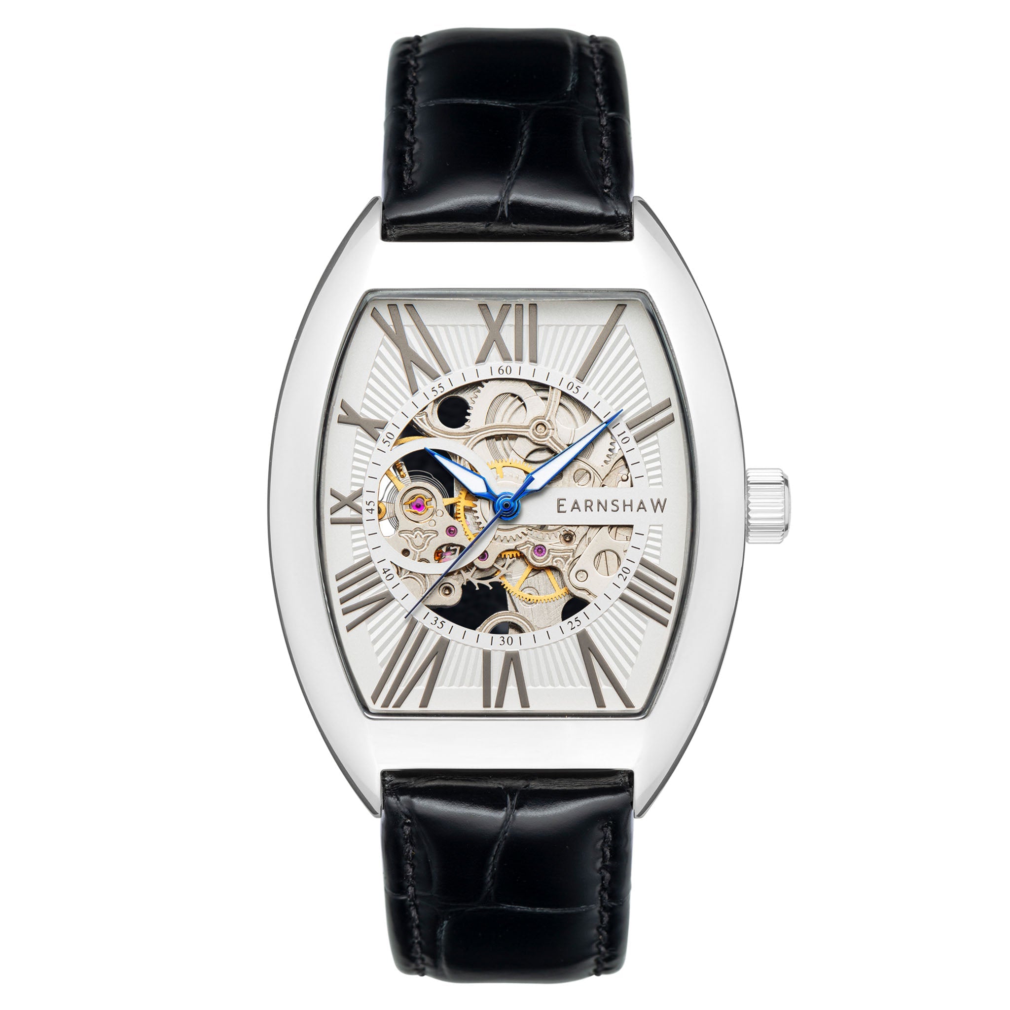 Earnshaw Stainless Steel Black Leather Men's Watch - ES-8148-07