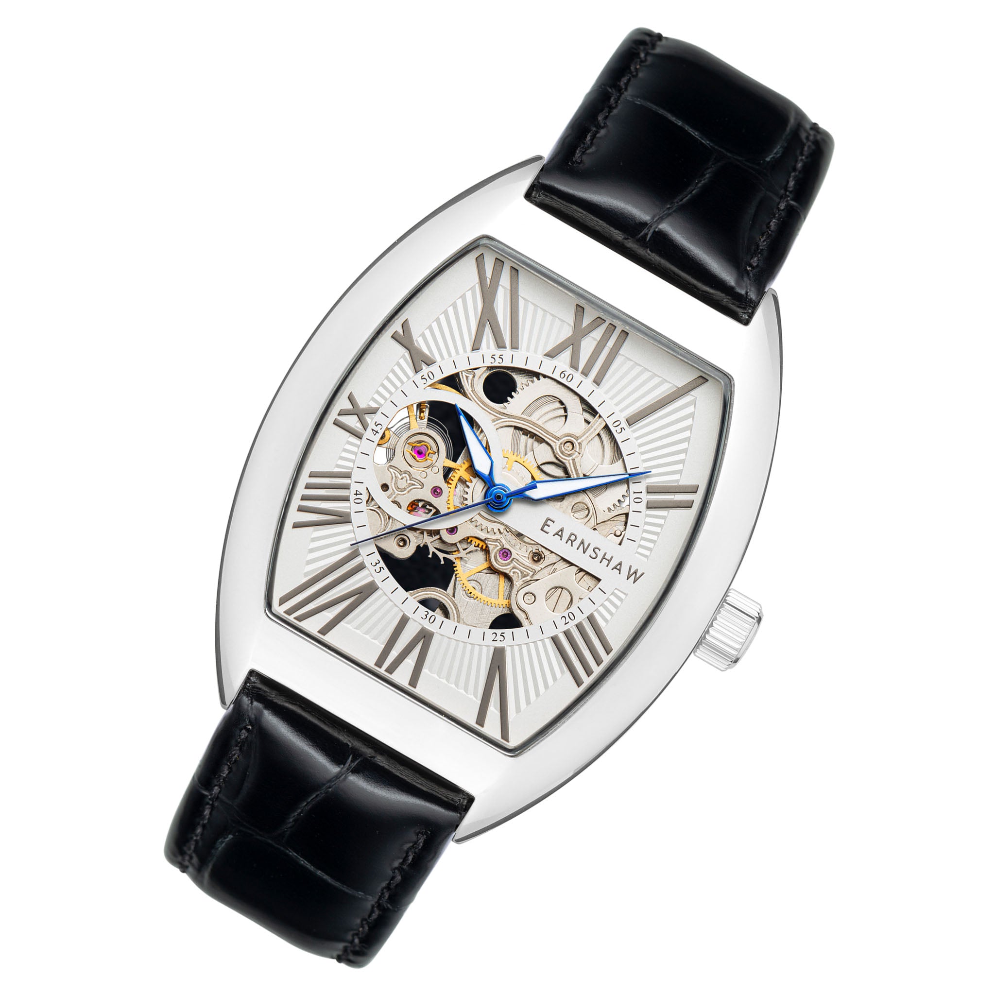 Earnshaw Black Leather White Dial Men's Automatic Watch - ES-8148-07