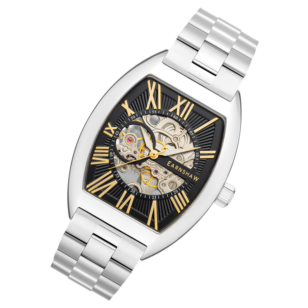 Earnshaw Stainless Steel Black Dial Men's Watch - ES-8148-11