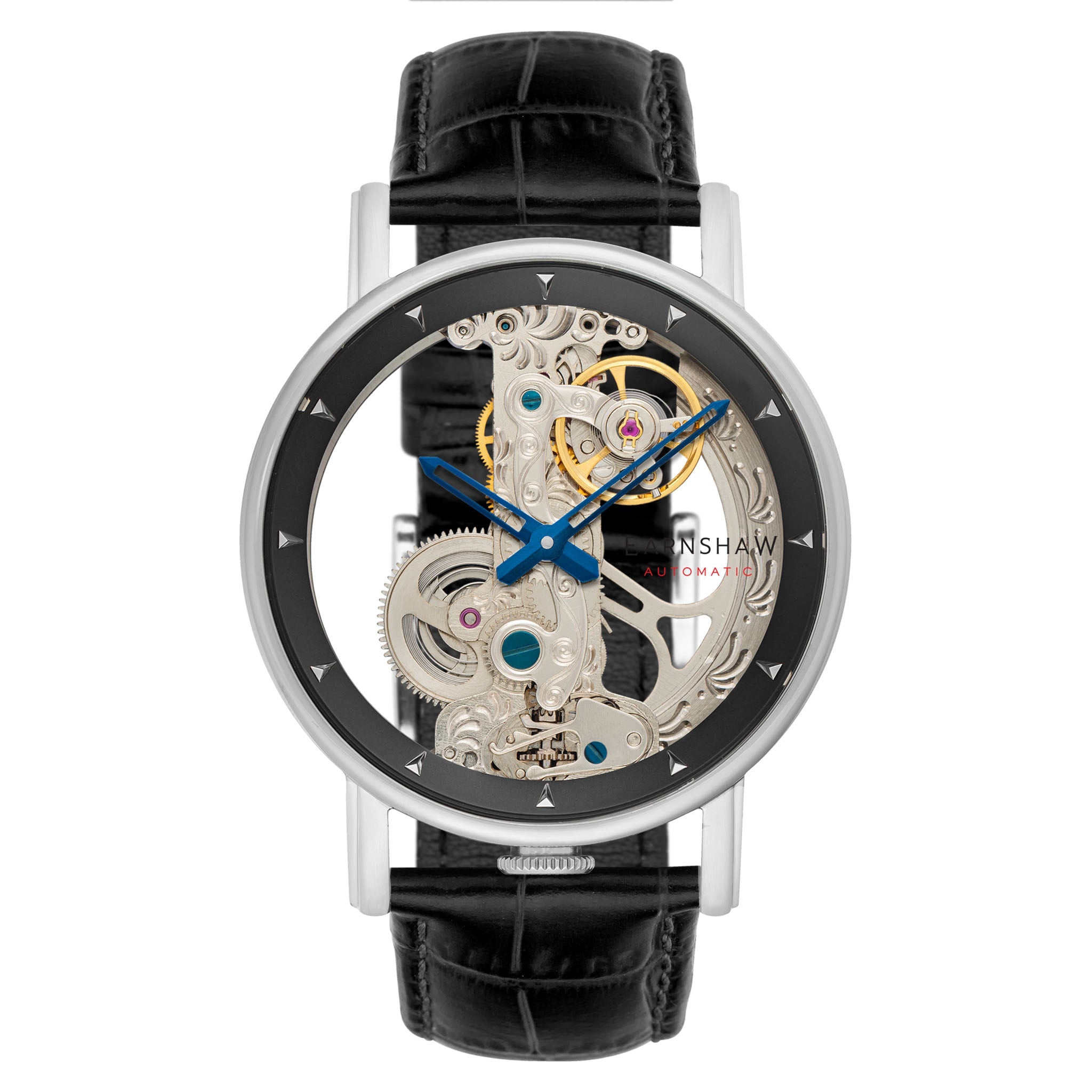 Earnshaw Stainless Steel Black Leather Men's Watch - ES-8225-01
