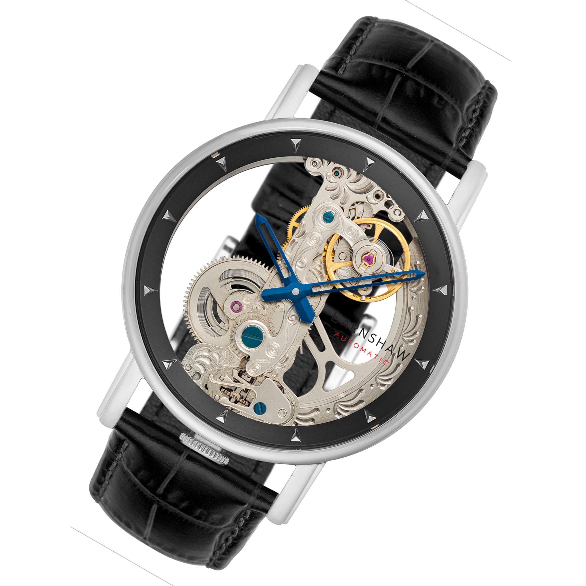 Earnshaw Black Leather Men's Automatic Watch - ES-8225-01