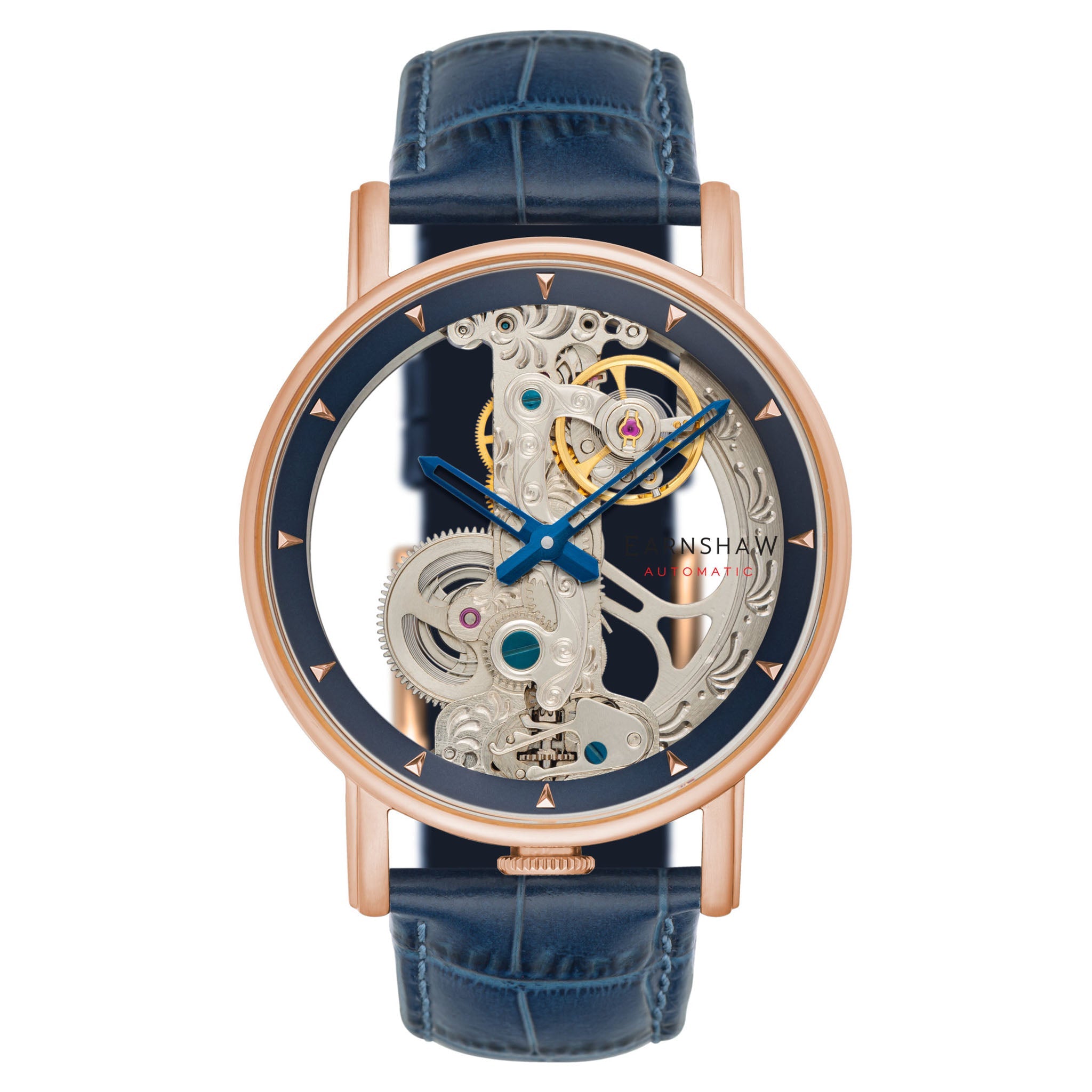 Earnshaw Stainless Steel Blue Leather Men's Watch - ES-8225-06
